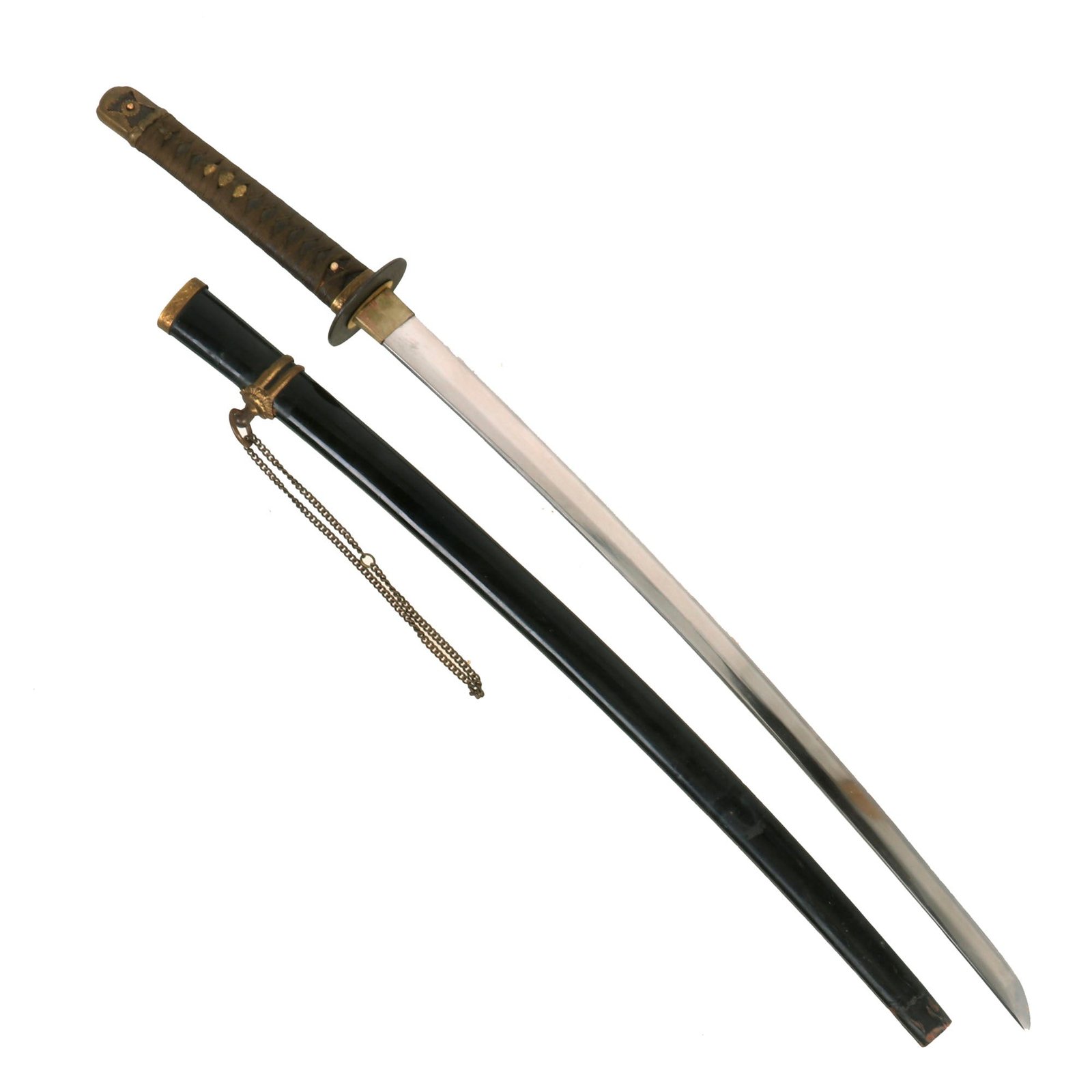 Buy Original WWII Japanese Navy Officer P1937 Kai-Gunto Katana Sword with Damaged Scabbard - Matched Number 55 | Original Firearms Antique For Sale
