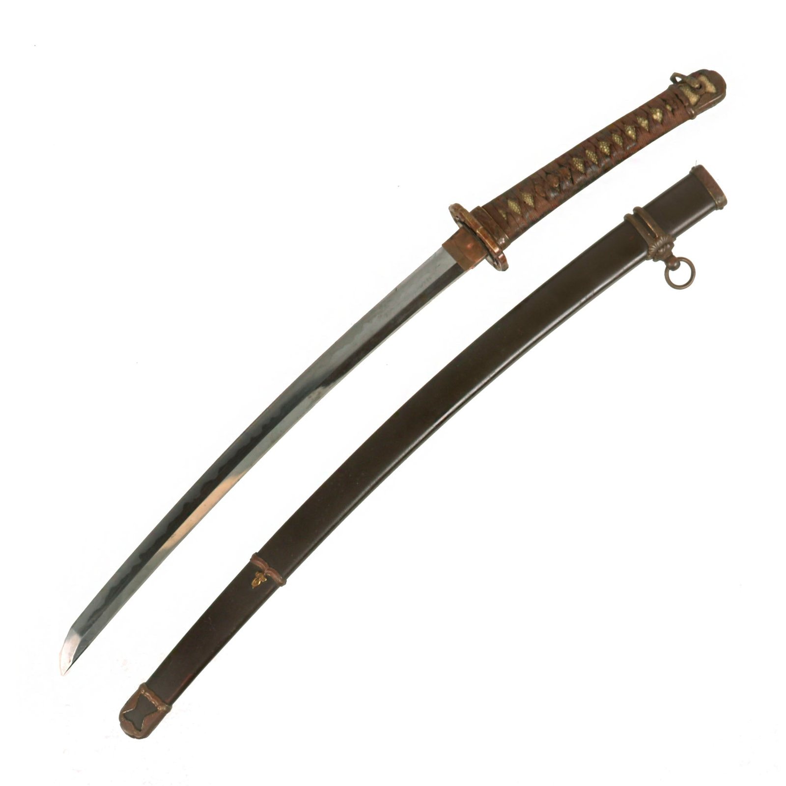 Buy Original Japanese WWII Type 98 Shin-Gunto Ō-Wakizashi Sword with Edo Period Blade by KUNIHIRO with "False Length" Steel Scabbard | Original Firearms Antique For Sale