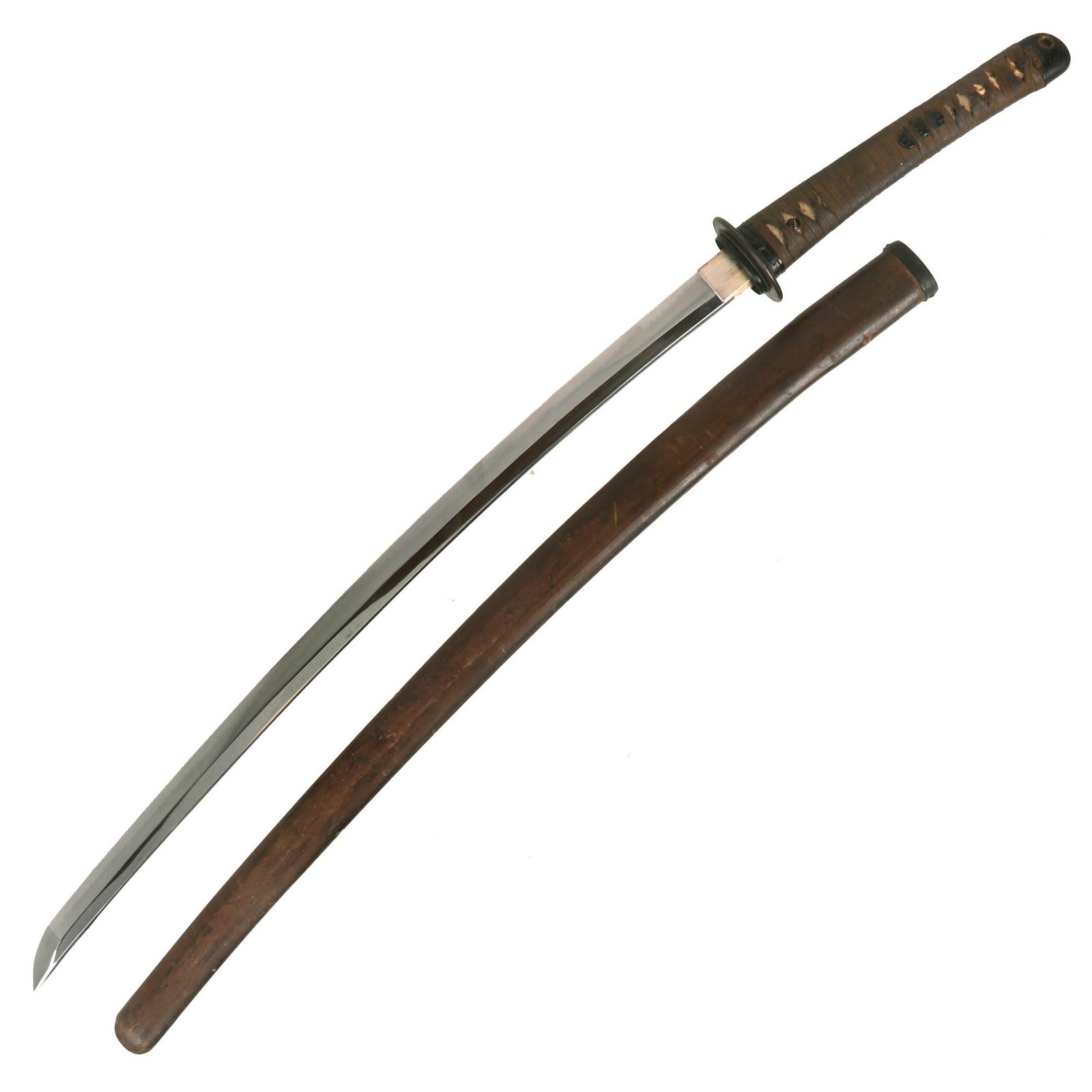 Buy Original WWII Japanese RJT Rinji Seikishi Shin-Gunto Handmade Katana Sword by ICHIHARA NAGAMITSU with Custom Unfinished Wood Scabbard | Original Firearms Antique For Sale
