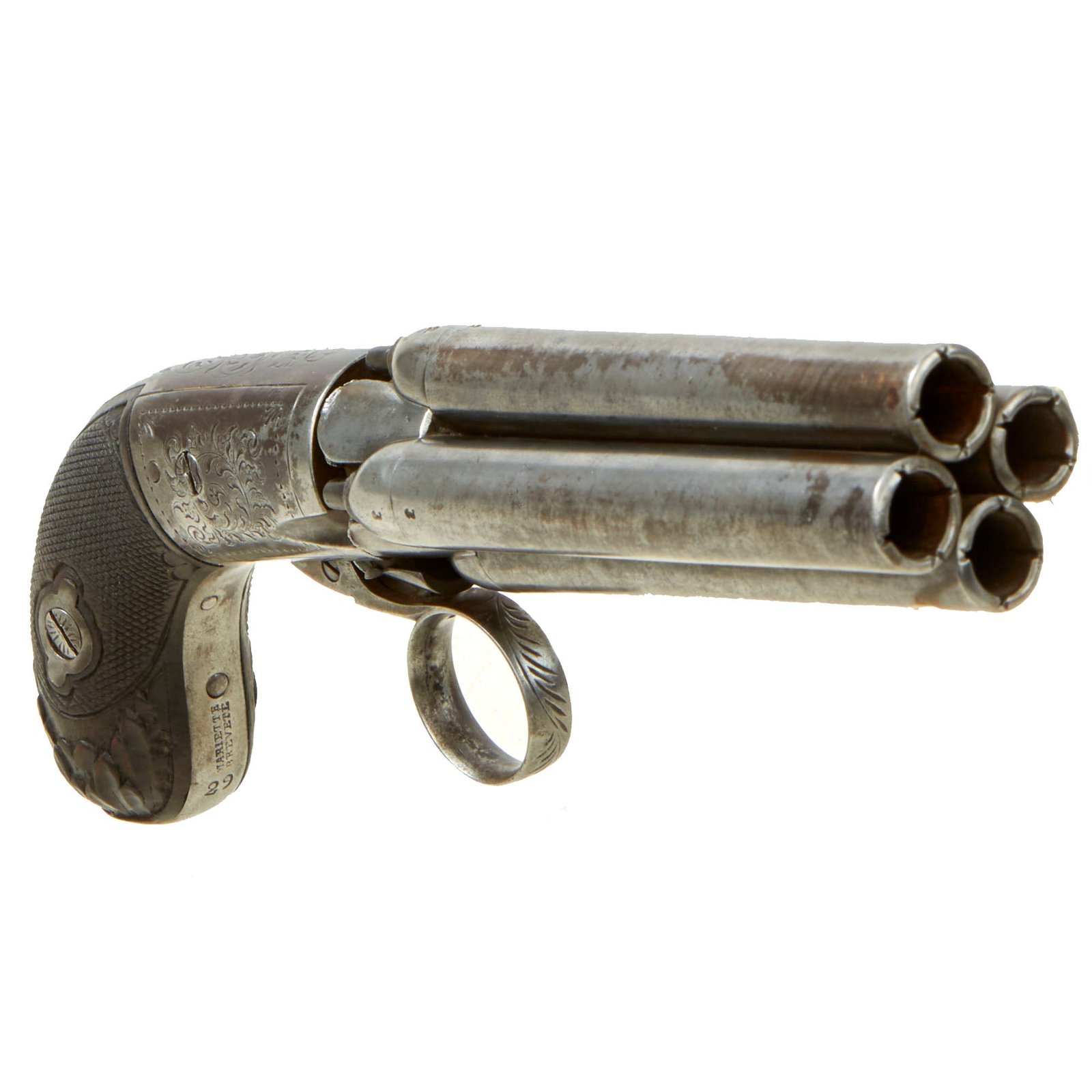 Buy Original Belgian Underhammer Percussion Pepperbox Revolver by Gilles Mariette for the French Market - circa 1840 | Original Firearms Antique For Sale
