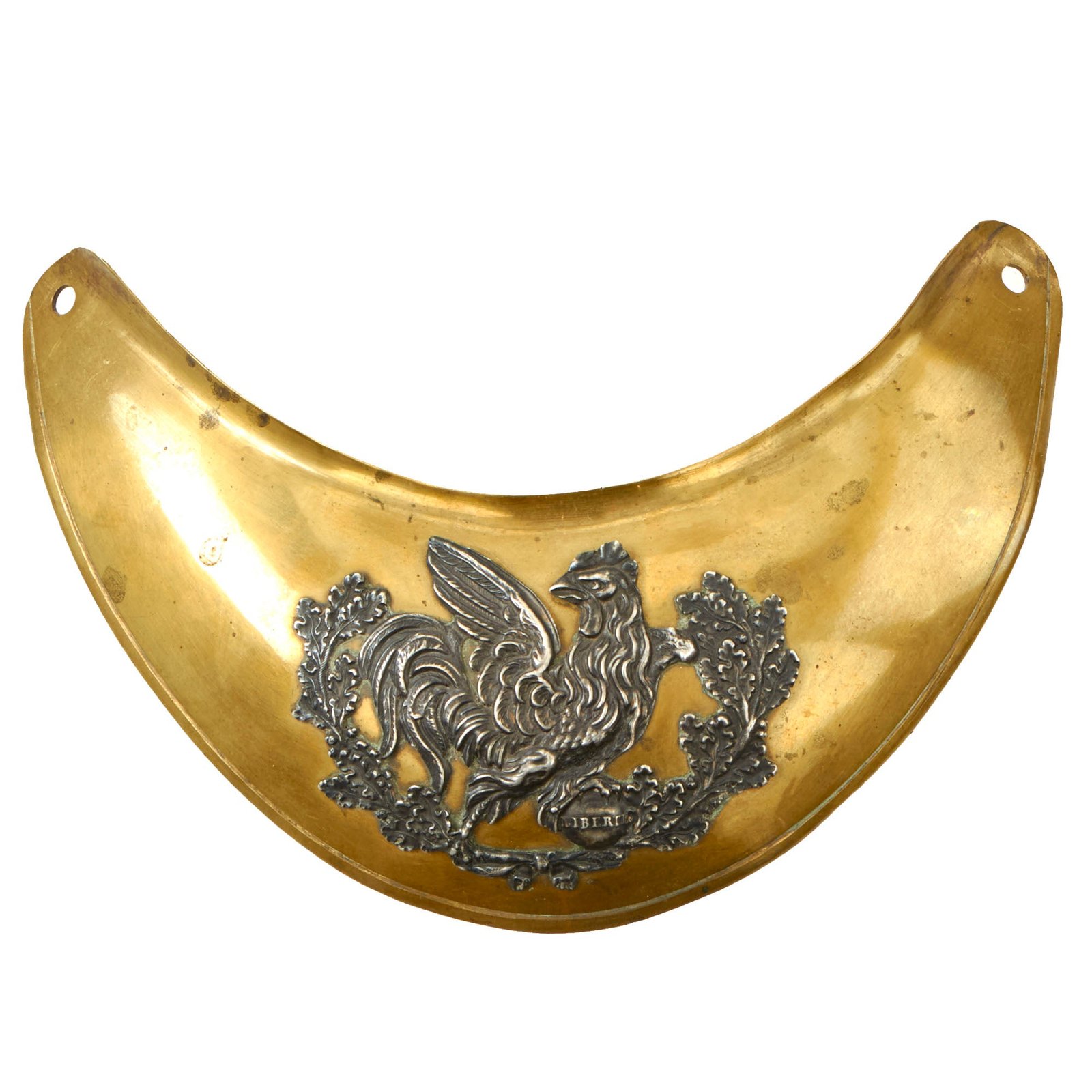 Buy Original 19th Century French July Monarchy National Guard Officers "Liberté" Brass Gorget with Gallic Rooster | Original Firearms Antique For Sale
