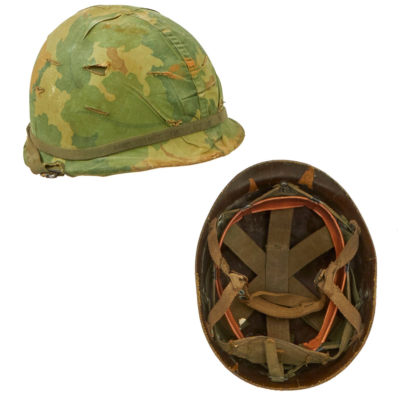 Buy Original U.S. Vietnam War M1-C Paratrooper Helmet with Reversible Mitchell Camouflage Cover | Original Firearms Antique For Sale
