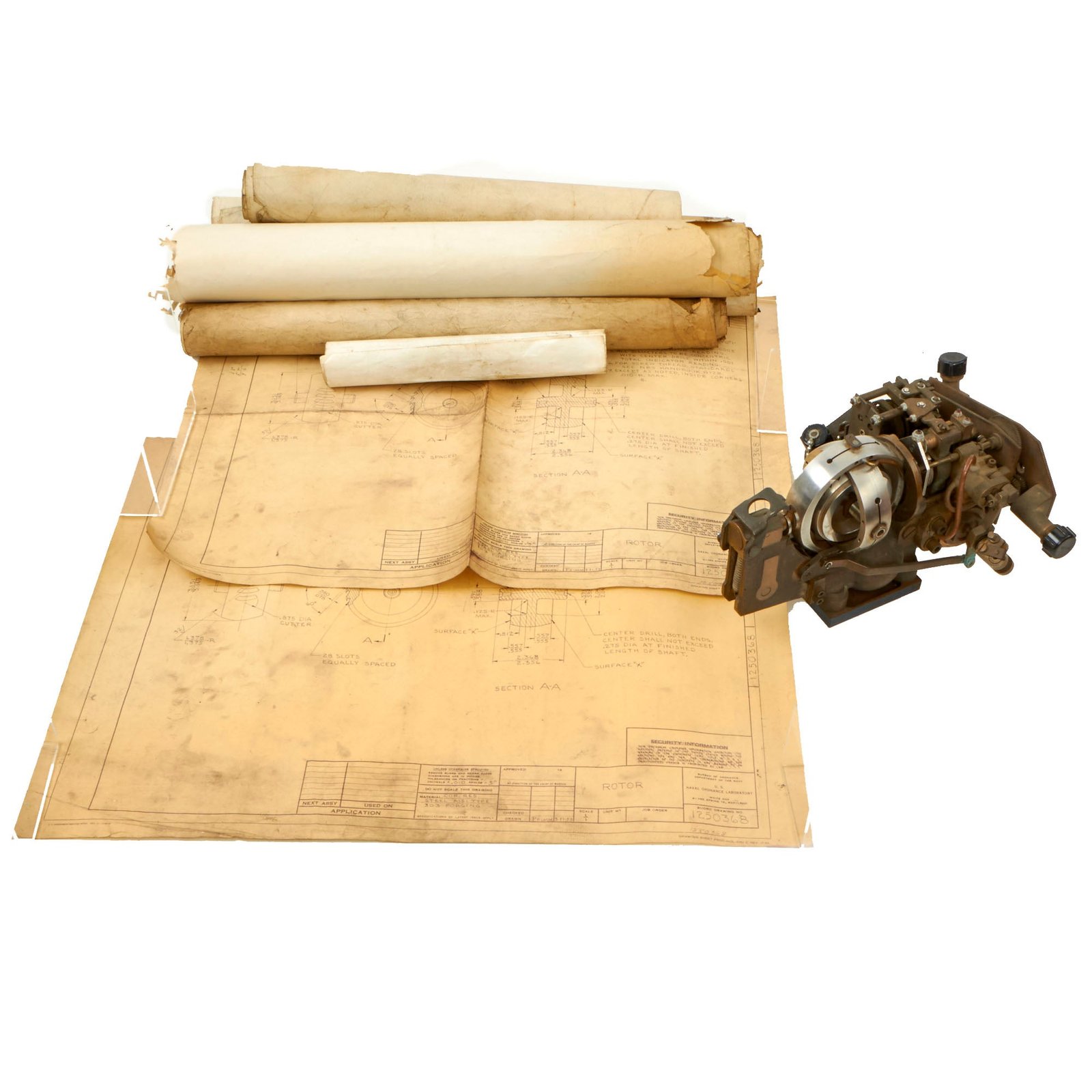 Buy Original U.S. WWII US Navy Mark 14 Torpedo Navigation Gyroscope with Wartime Dated Plans Archive | Original Firearms Antique For Sale