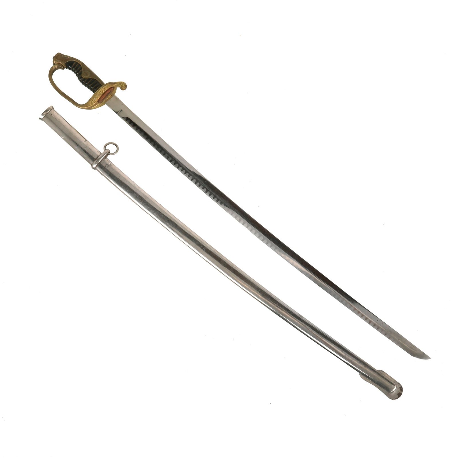 Buy Original Imperial Japanese WWII Army Type 19 Kyu-Gunto Nickel-Plated Parade Officer’s Sword with Scabbard | Original Firearms Antique For Sale