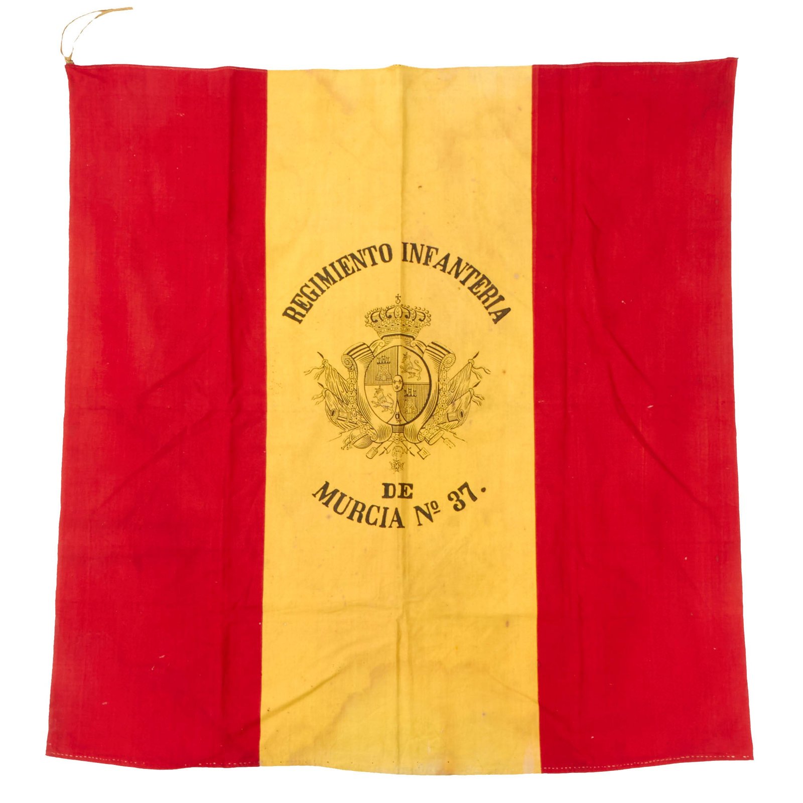 Buy Original Spanish-American War Spanish Army "Knapsack Flag" for Regimiento Infanteria De Murcia No. 37 - 34" x 34" | Original Firearms Antique For Sale