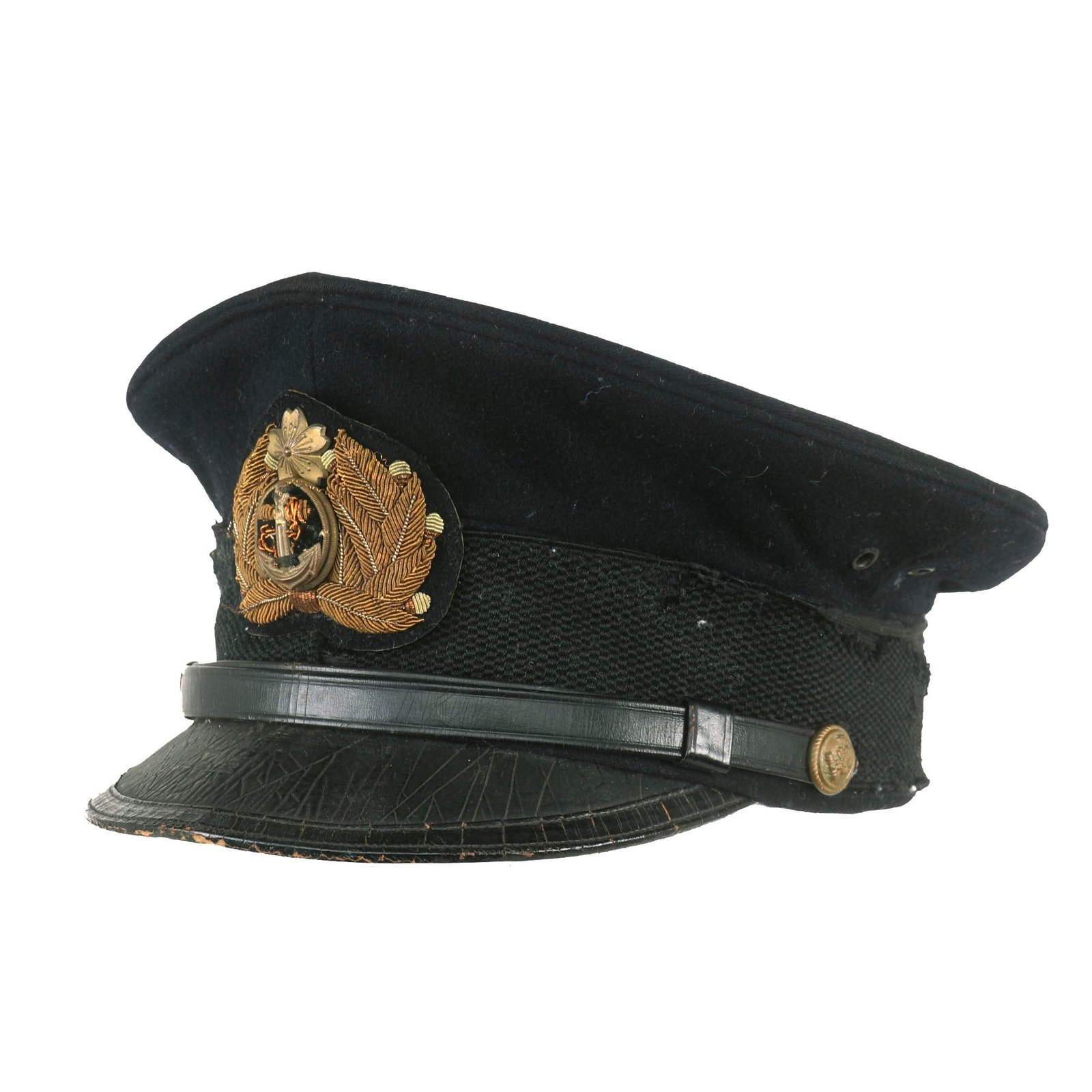 Buy Original WWII Imperial Japanese Navy Officer Visor Cap with White Summer Cover | Original Firearms Antique For Sale