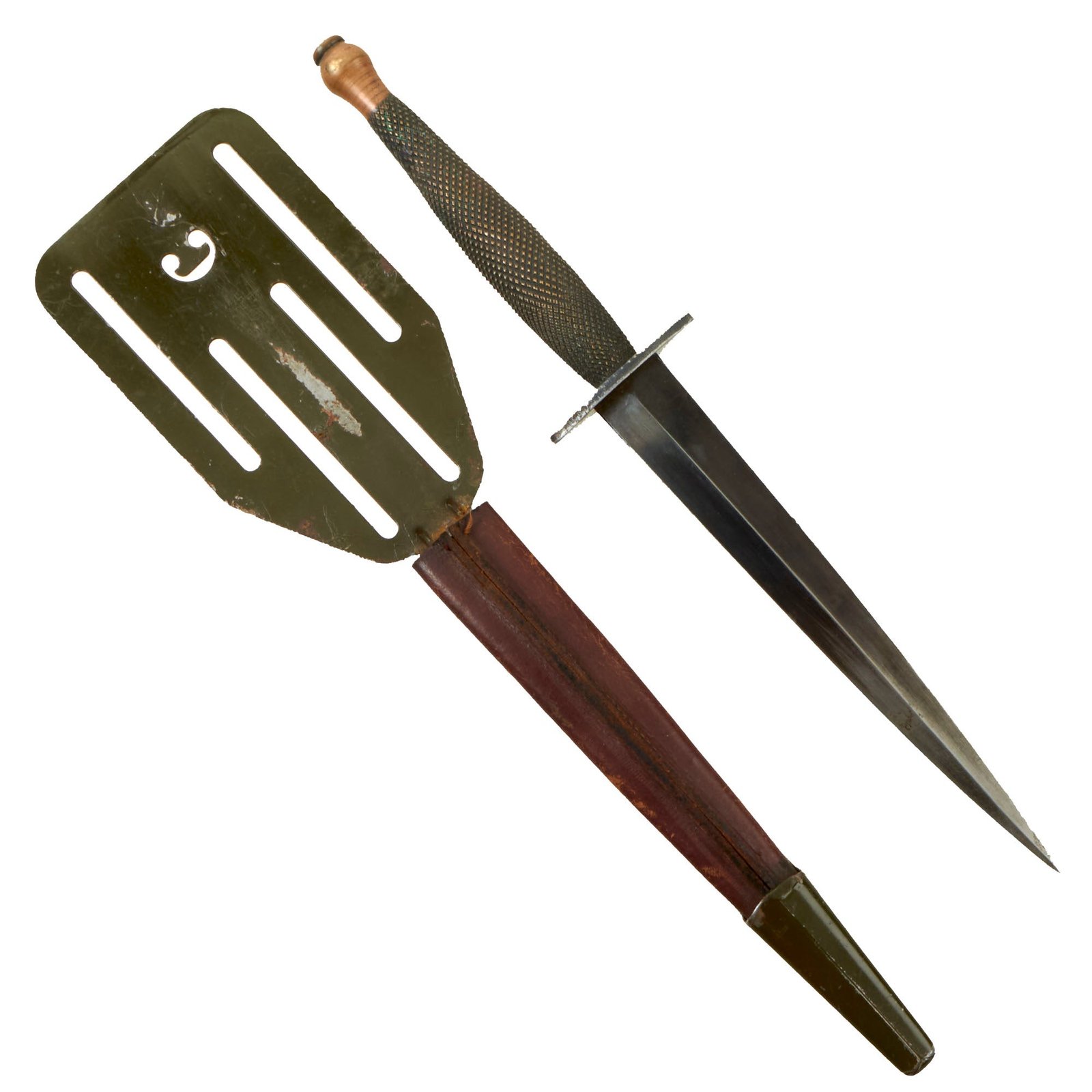 Buy Original U.S. WWII OSS Stiletto by Landers, Frary, and Clark with Pancake Flipper Scabbard | Original Firearms Antique For Sale