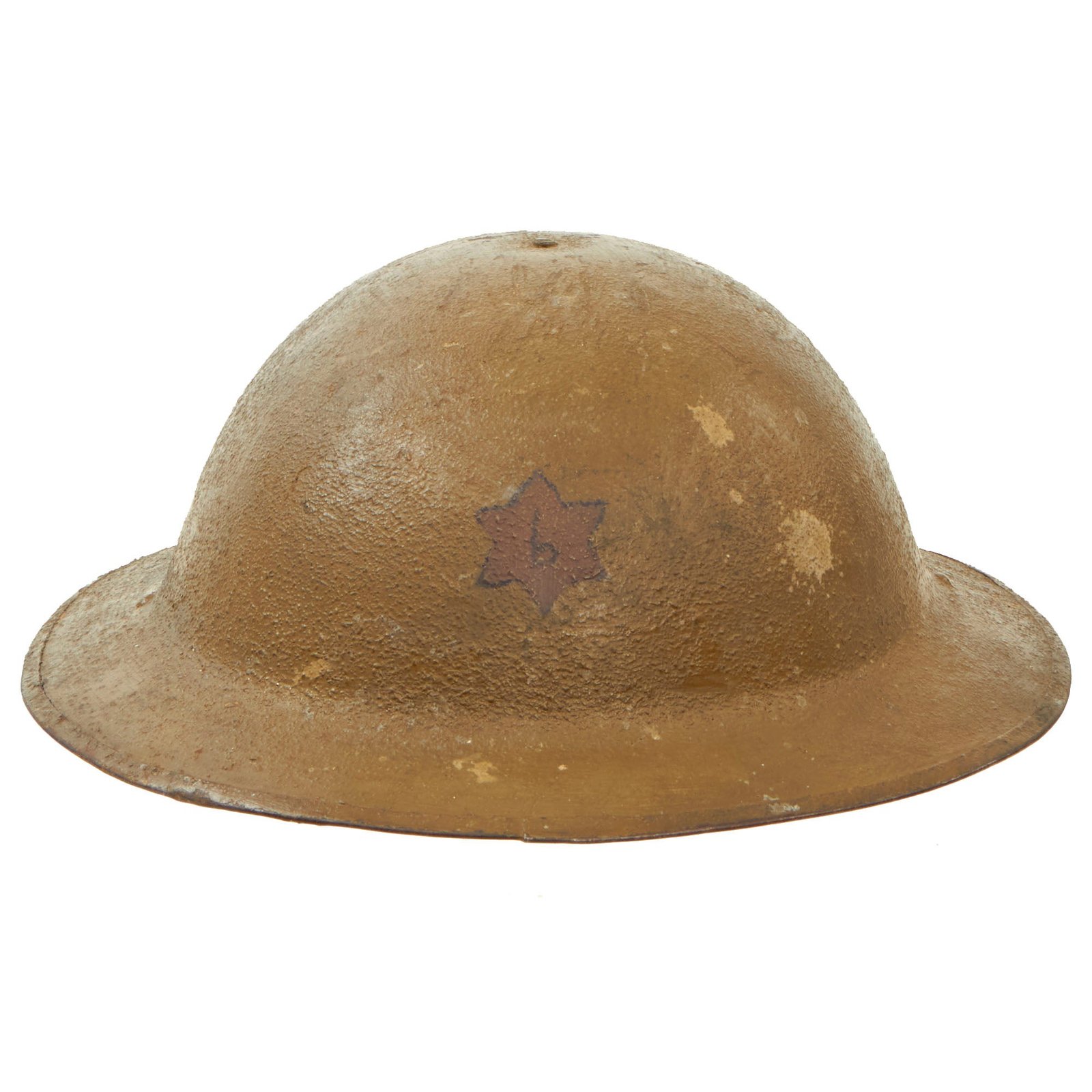 Buy Original U.S. WWI 6th Infantry “Sight Seein’ Sixth” Division M1917 Doughboy Helmet Named To Pvt John Lesson 11th Field Artillery, Gassed During Meuse Argonne Offensive - Complete, With Research | Original Firearms Antique For Sale