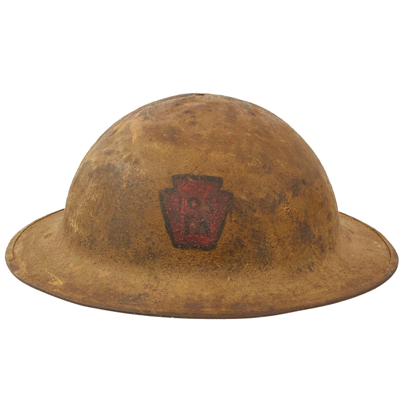 Buy Original U.S. WWI M1917 28th Infantry Division, 103rd Trench Mortar Battery Doughboy Helmet Shell - Keystone Division | Original Firearms Antique For Sale