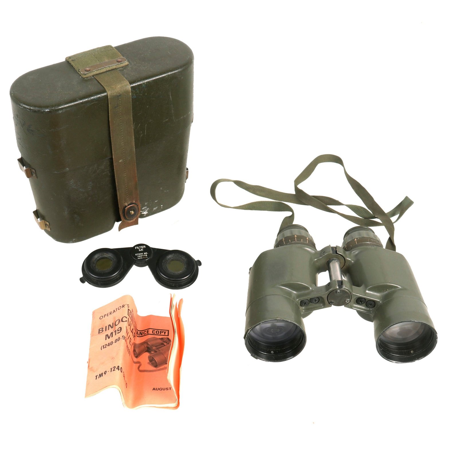 Buy Original U.S. Vietnam War Era M-19 Modular 7x50 Fused Vinyl Coated Binoculars With Correct Case by the Bell & Howell Company | Original Firearms Antique For Sale