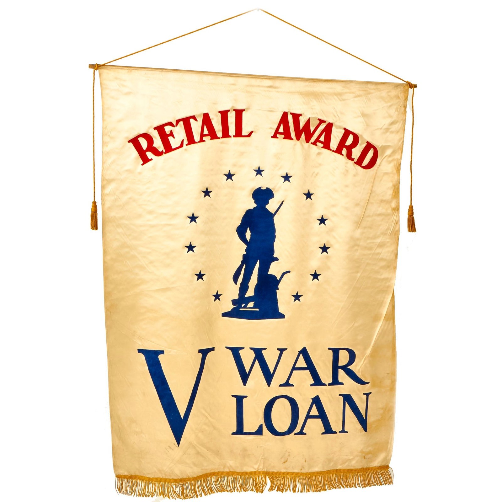 Buy Original U.S. WWII 5th War Loan Retail Award Banner - 42” x 53” | Original Firearms Antique For Sale
