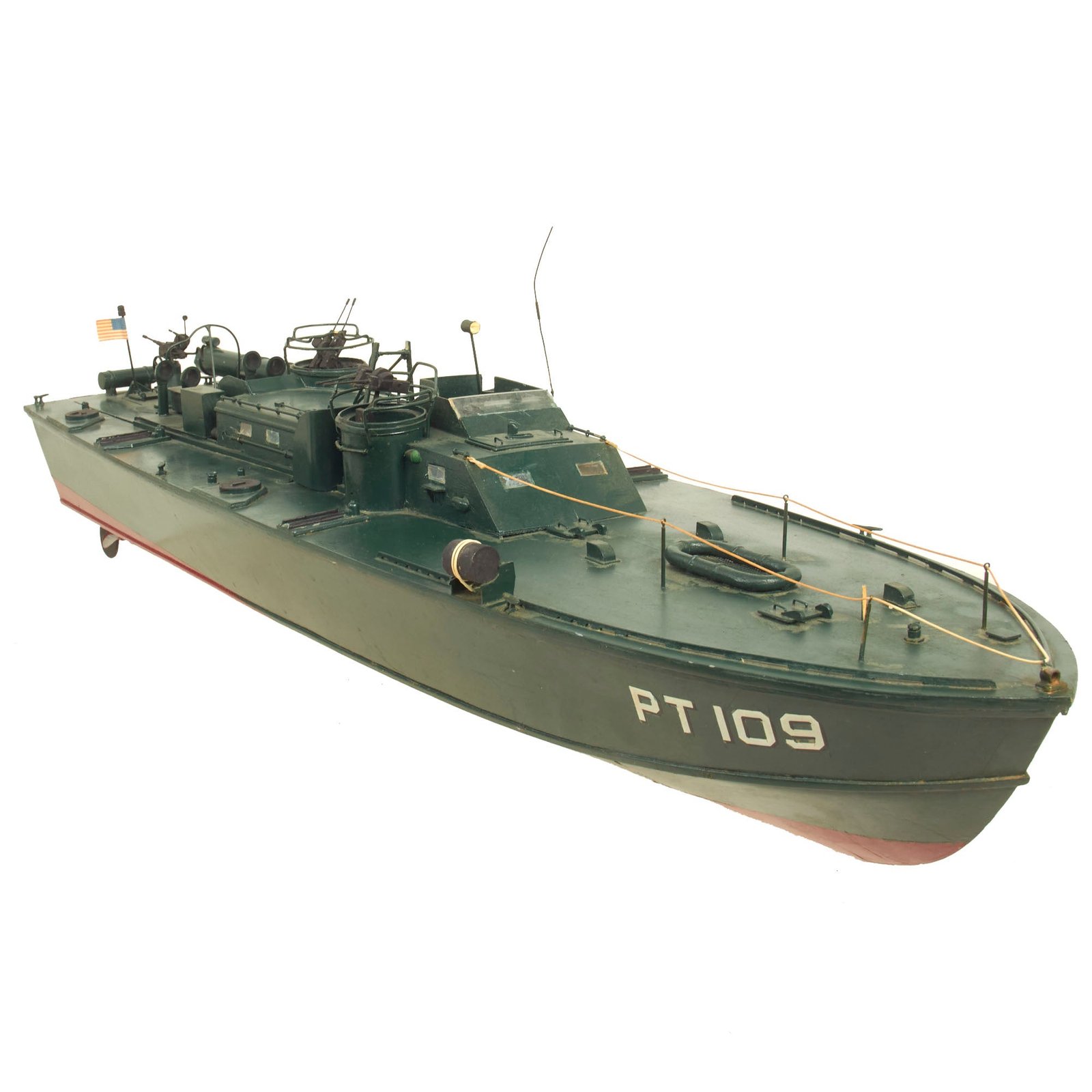 Buy U.S. WWII John F. Kennedy PT-109 Patrol Torpedo Boat 33 3/4" Wood Model | Original Firearms Antique For Sale