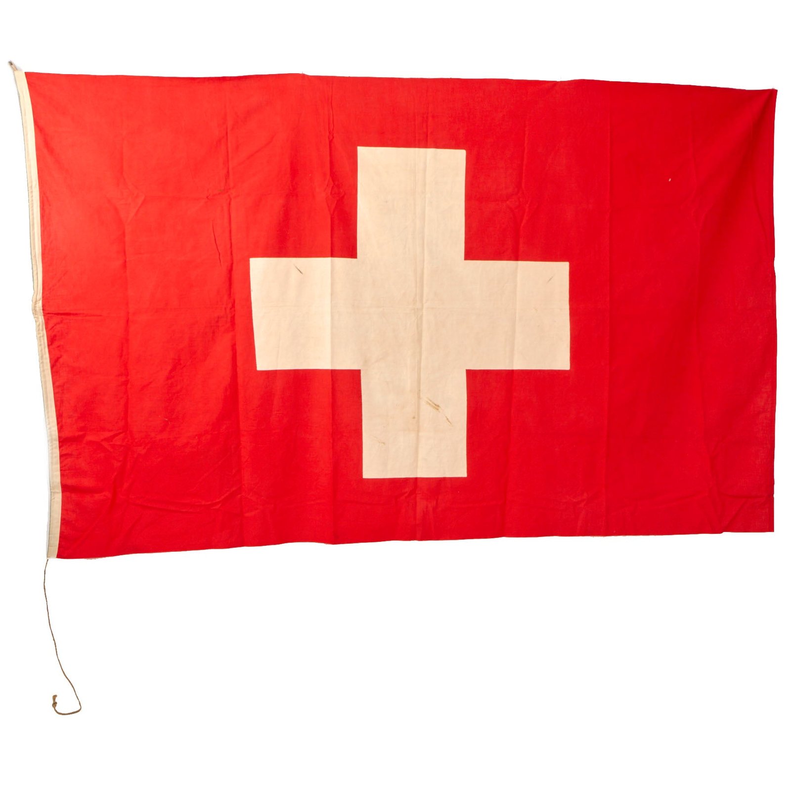 Buy Original Swiss WWII German Made “Federal Cross” Flag of Switzerland by Fahnen-Fleck - 50" × 80" | Original Firearms Antique For Sale