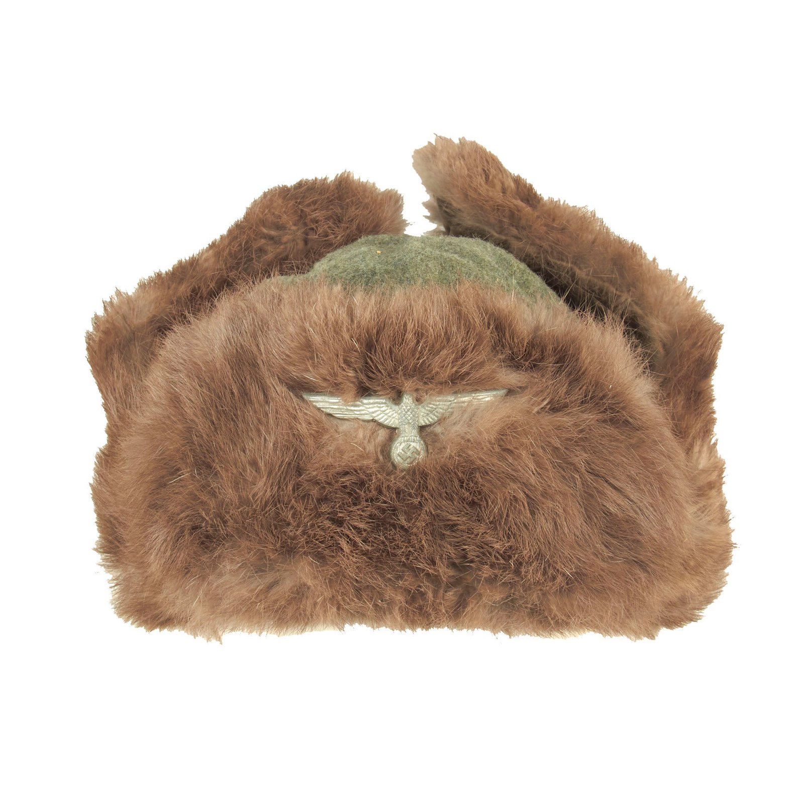Buy Original German WWII 1943 Dated Eastern Front 57cm Rabbit Fur Pelzmütze Winter Hat with Damaged Rear Skirt | Original Firearms Antique For Sale