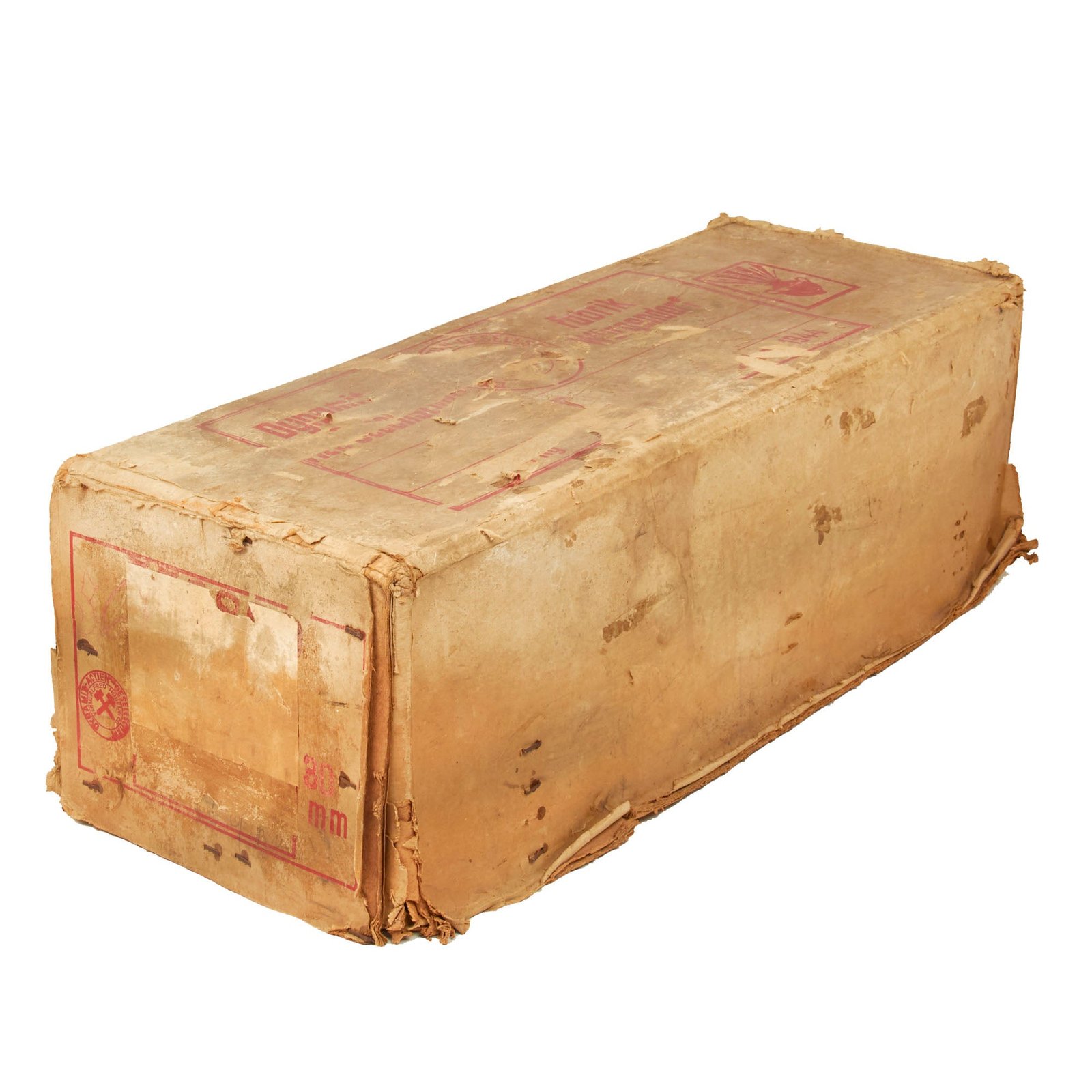 Buy Original German WWII Cardboard Crate for 30mm Sticks of Dynamite by Dynamit-Actien-Gesellschaft - Dated 1944 | Original Firearms Antique For Sale