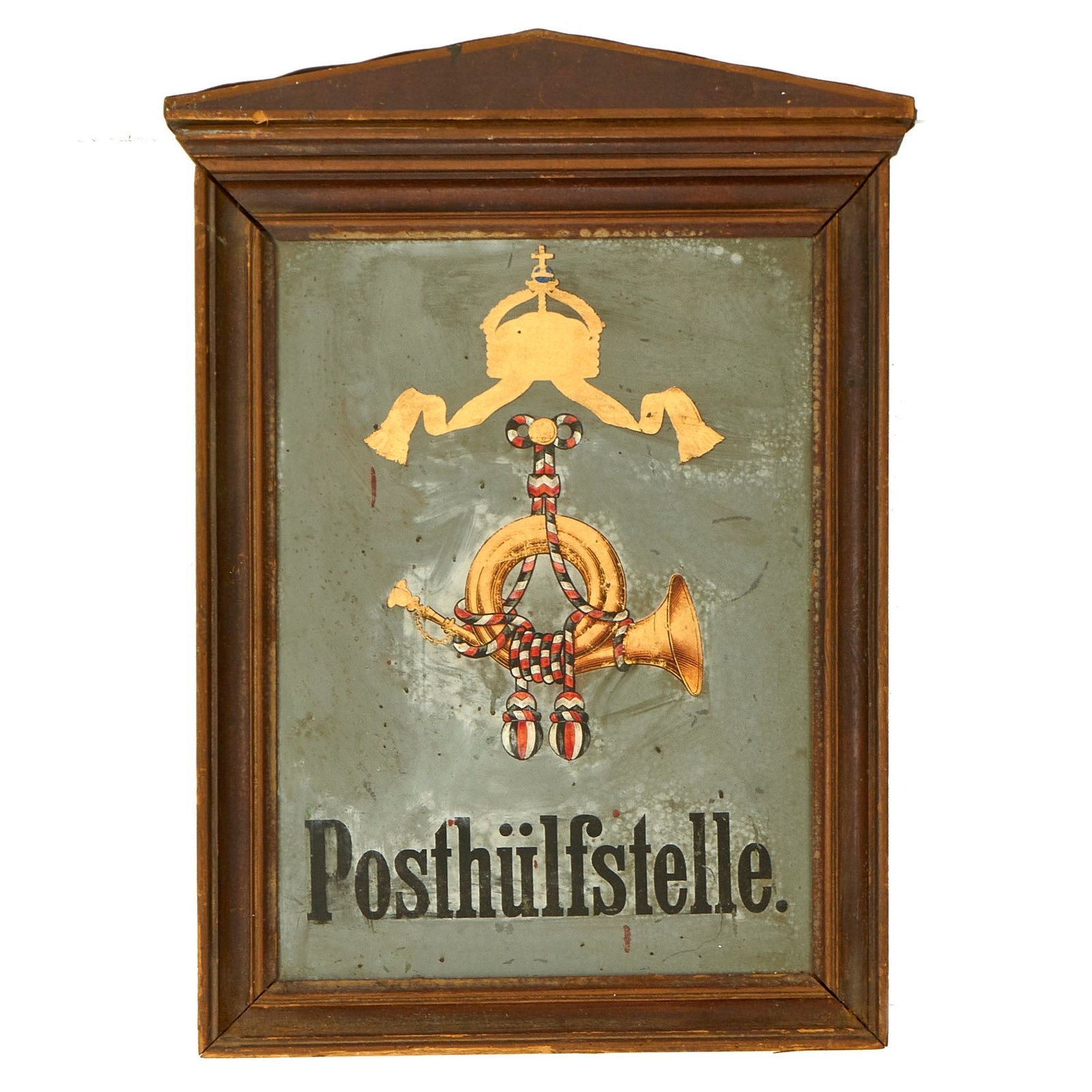 Buy Original Imperial German Posthülfstelle Painted Postal Service Sign - 27” x 20” | Original Firearms Antique For Sale