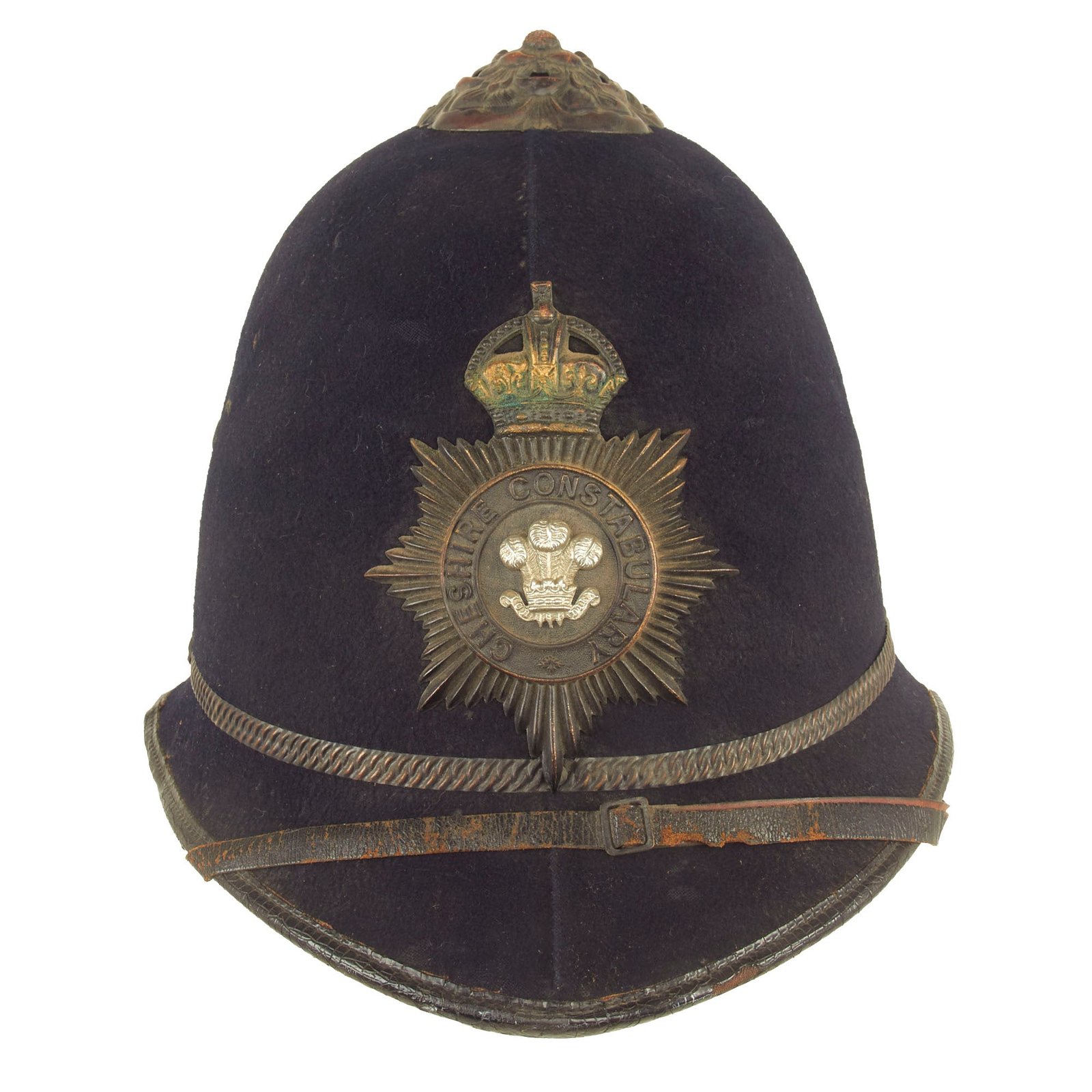 Buy Original British WWI Era Early Rose-Top Cheshire Constabulary Police Bobby Helmet - Complete | Original Firearms Antique For Sale