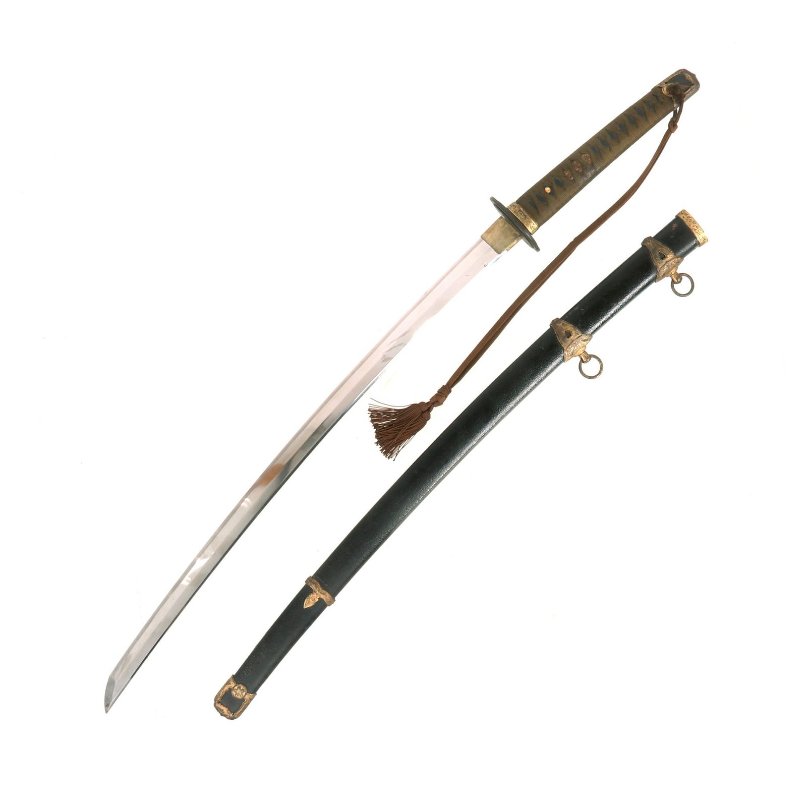 Buy Original WWII Japanese Navy Officer P1937 Kai-Gunto Katana Sword by TAKEYASU with Textured Scabbard & Tassel | Original Firearms Antique For Sale