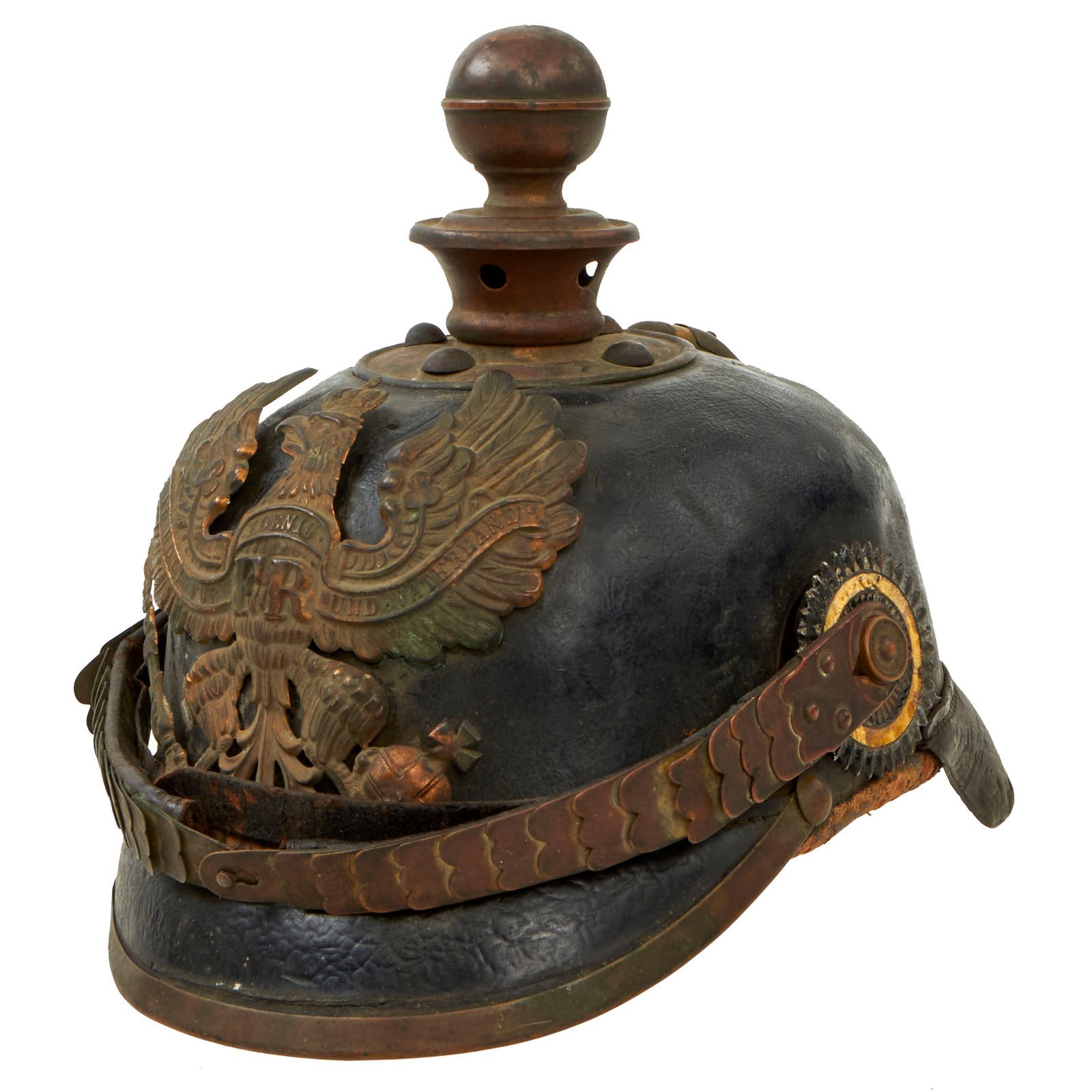 Buy Original German WWI Named Prussian M1895 Artillery Pickelhaube Helmet - Kugelhelm | Original Firearms Antique For Sale