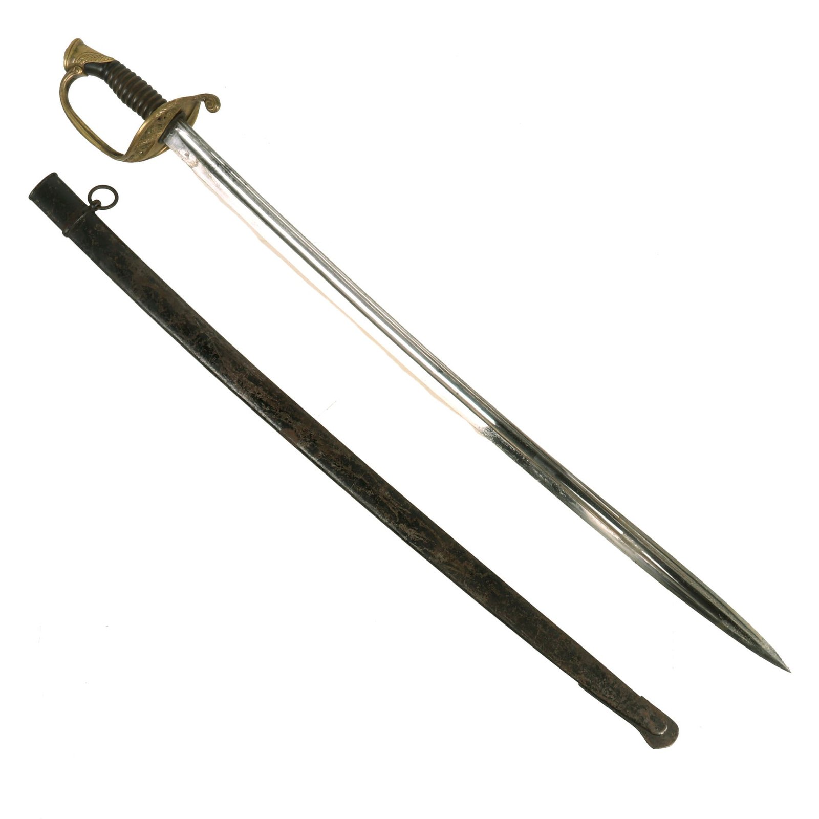 Buy Original U.S. Civil War Era French Infantry Officers Sword Scabbard by Coulaux & Cie of Klingenthal - circa 1845-55 | Original Firearms Antique For Sale