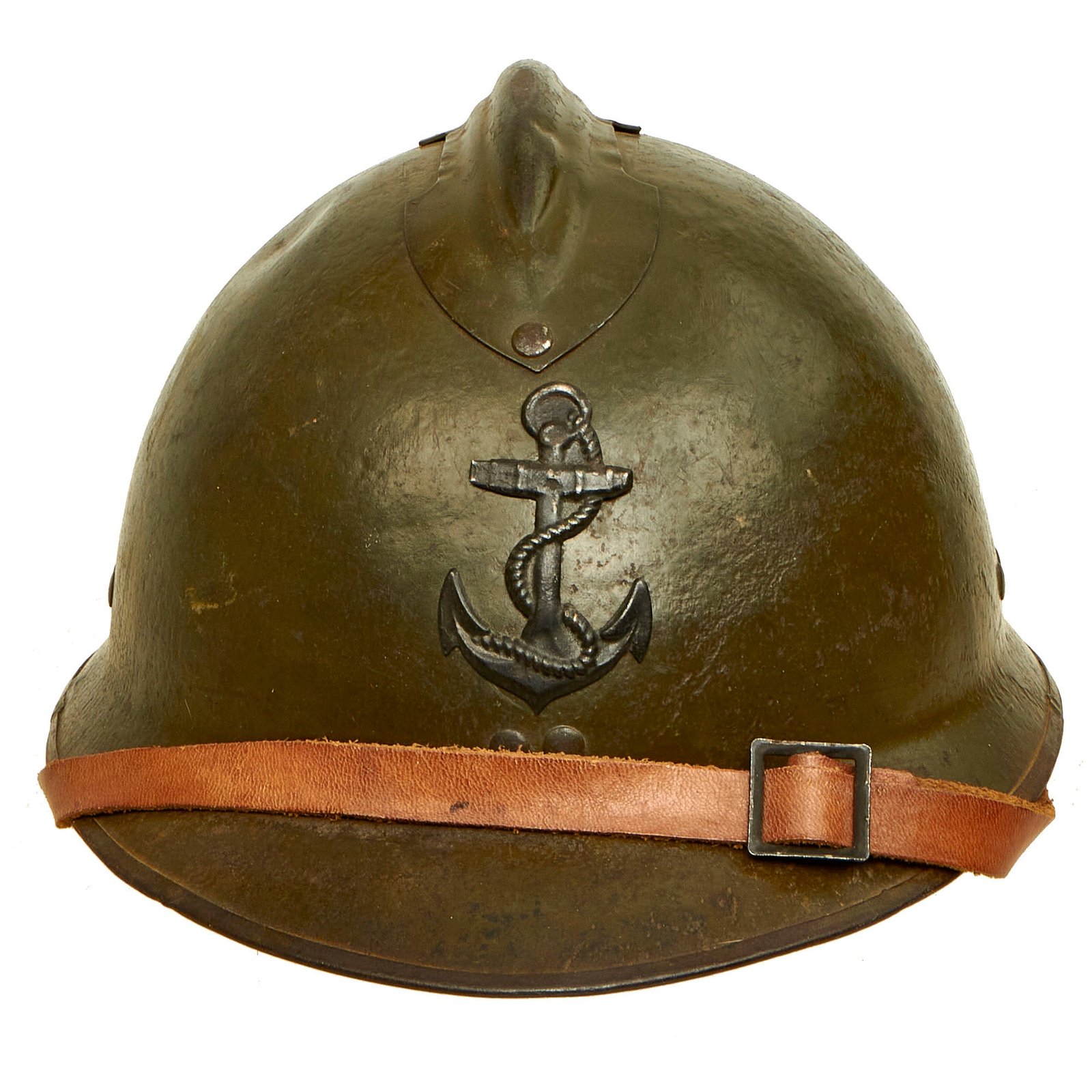 Buy Original French WWII Colonial Navy Model 1926 Adrian Helmet - Complete | Original Firearms Antique For Sale