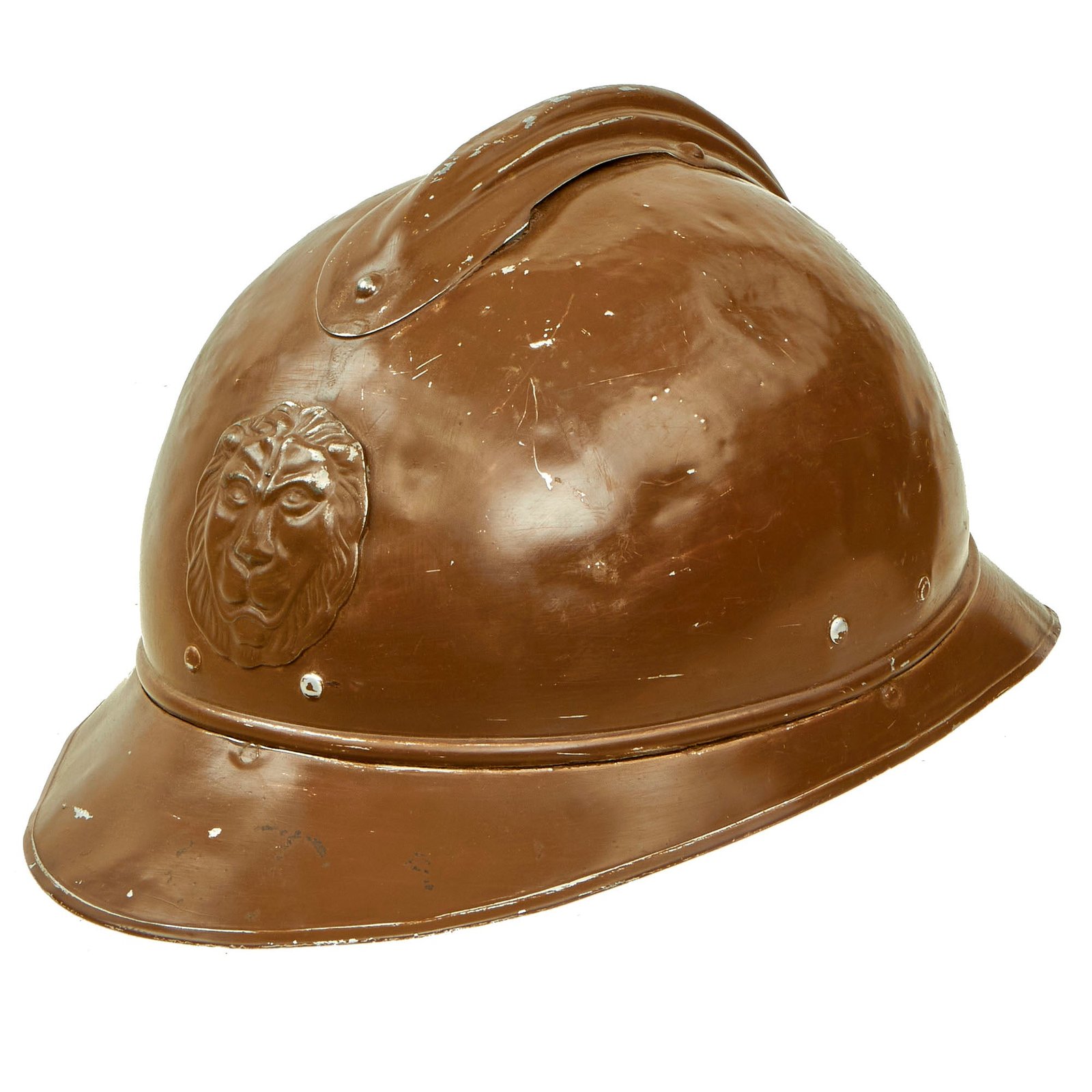 Buy Original Belgian WWI Officer's Aluminum Parade Model 1915 Adrian Helmet with Lion Badge | Original Firearms Antique For Sale