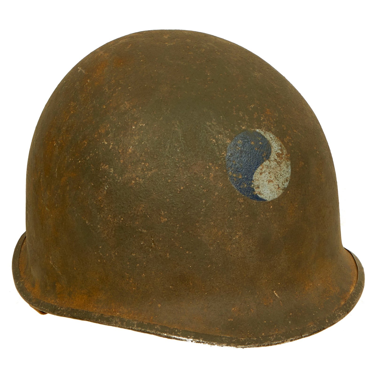 Buy Original U.S. WWII 29th Infantry Division 1942 McCord Front Seam Fixed Bale M1 Helmet with Firestone Liner | Original Firearms Antique For Sale
