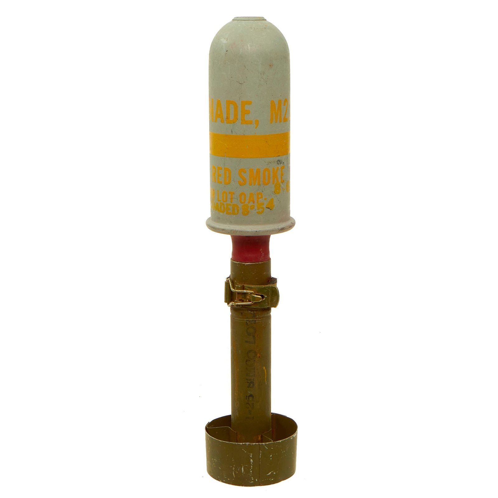 Buy Original U.S. Post-Korean War Era Inert M22A2 Red Smoke Rifle Grenade - Dated 1954 | Original Firearms Antique For Sale
