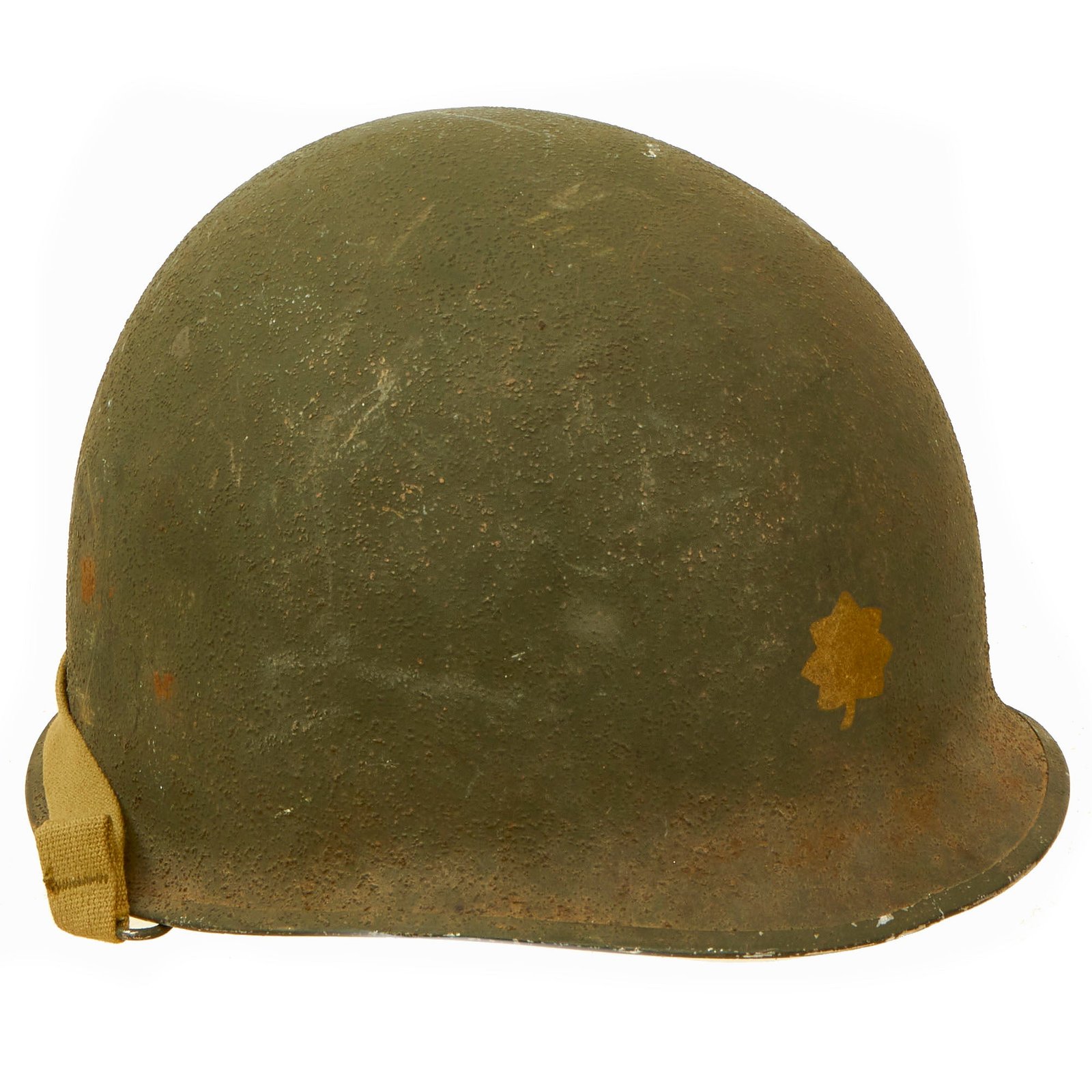Buy Original U.S. WWII Named 1944 McCord Front Seam Swivel Bale M1 Helmet With CAPAC Liner Both With Painted Rank Insignia - U.S. Army Major | Original Firearms Antique For Sale