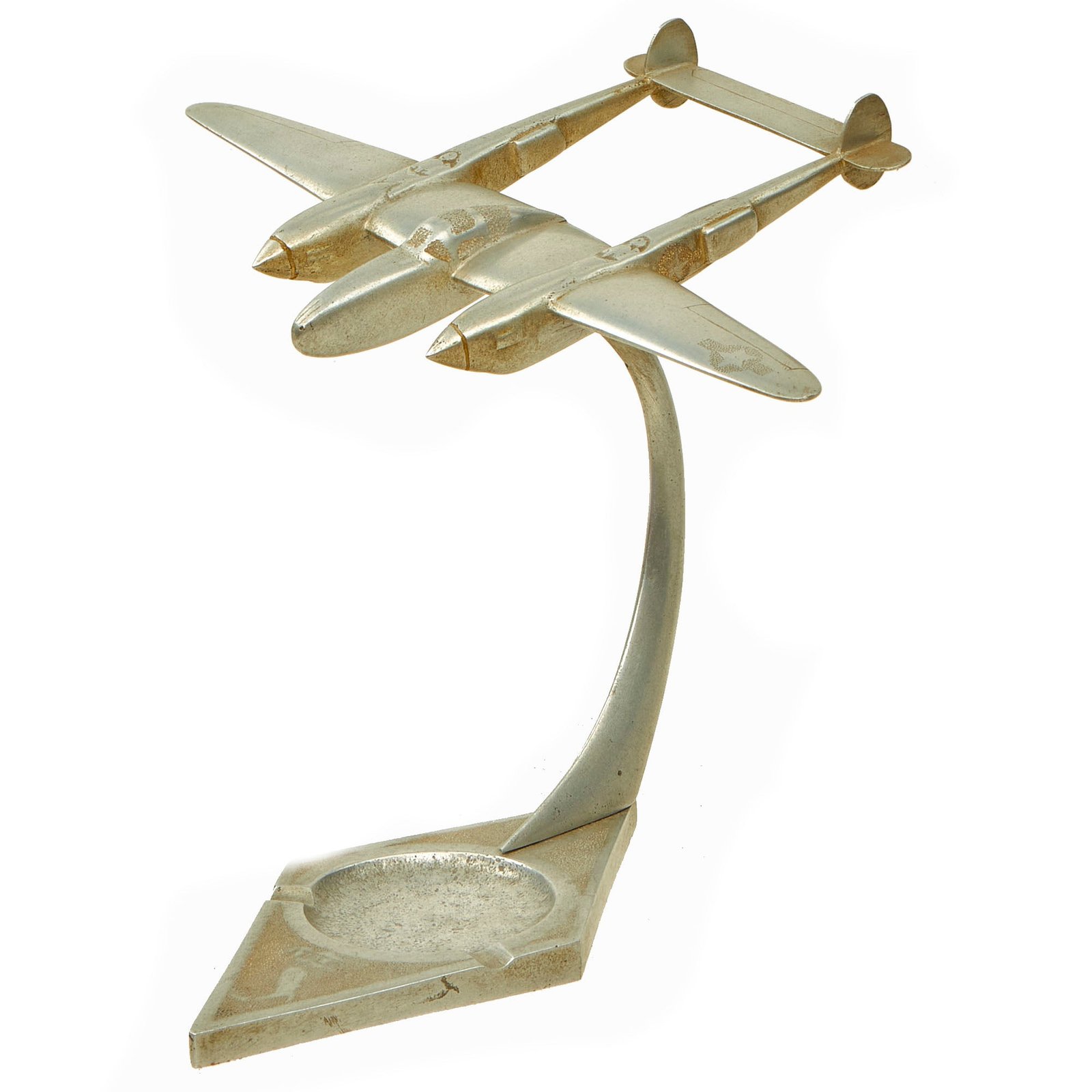 Buy Original U.S. WWII Italian Campaign Lockheed P-38 Ashtray Trench Art Constructed From Aircraft Aluminum | Original Firearms Antique For Sale