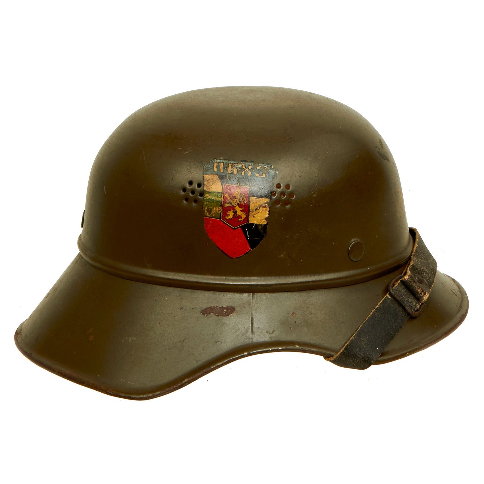 Buy Original Bulgarian WWII Anti-Air & Chemical Defense German-made M38 Beaded Gladiator Helmet - 56cm | Original Firearms Antique For Sale