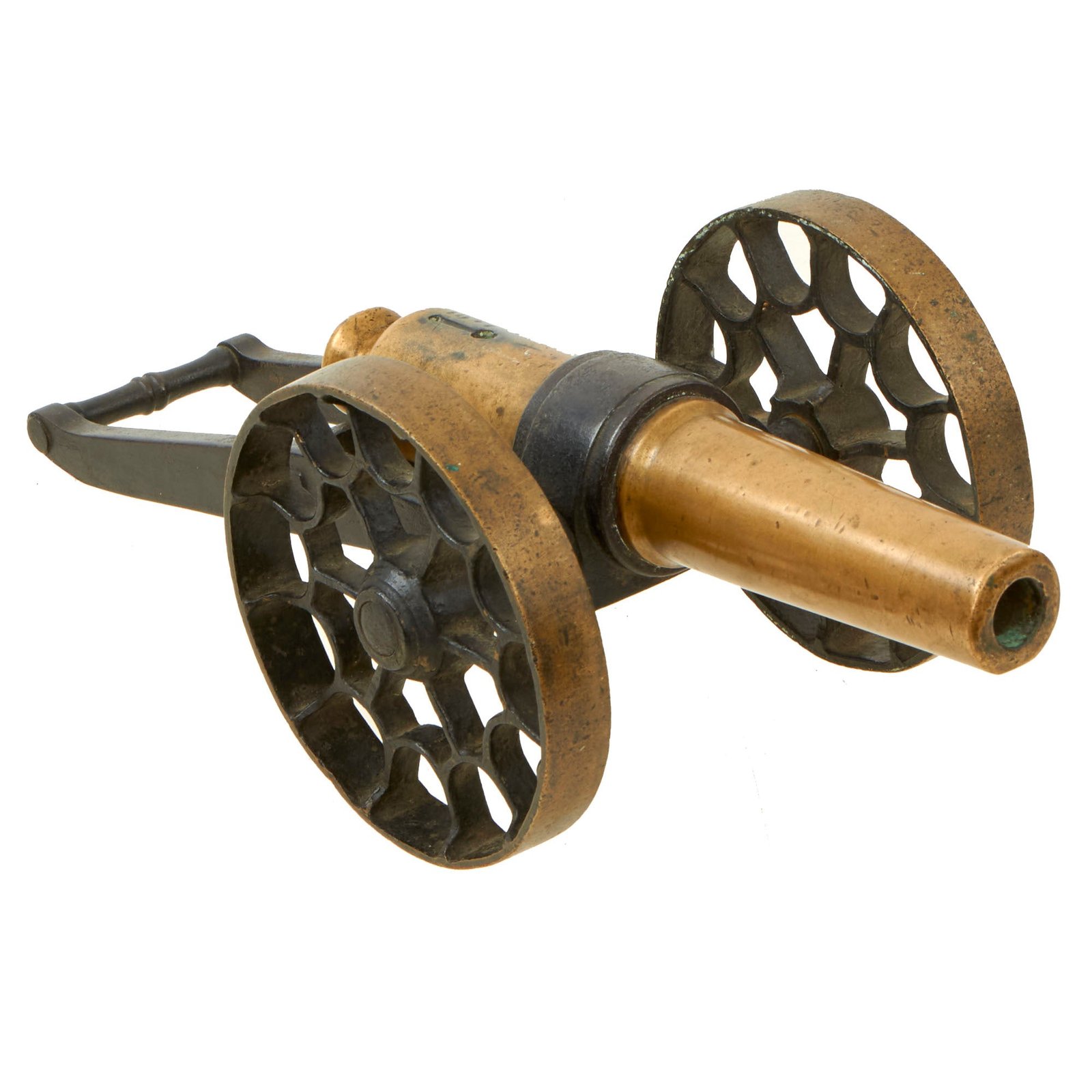 Buy Original 19th Century U.S. Brass Signal Cannon on Custom Iron Carriage with Brass Wheels | Original Firearms Antique For Sale