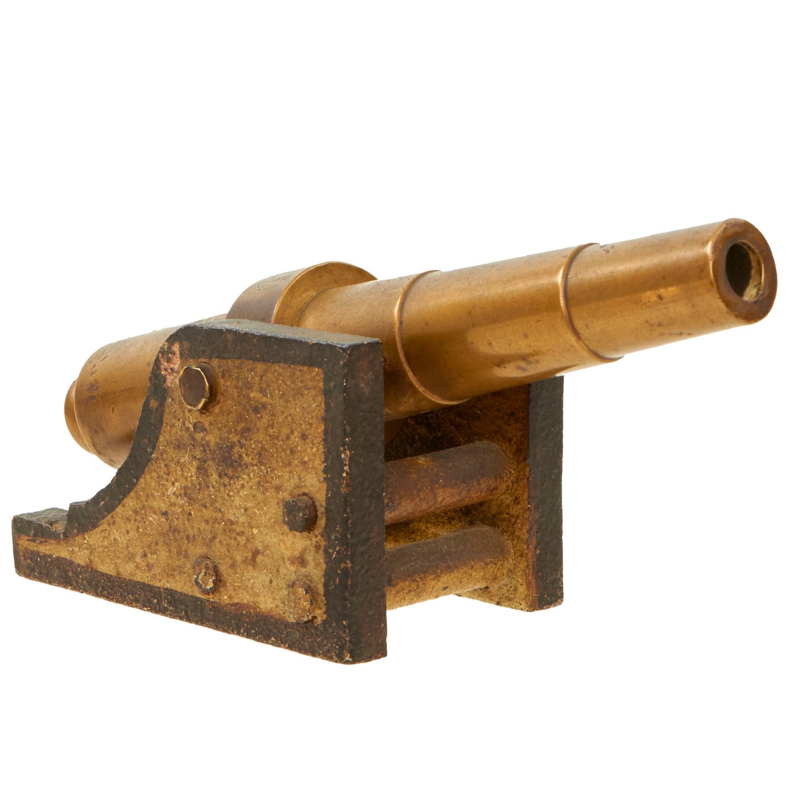 Buy Original 19th Century U.S. Brass Signal Cannon on Custom Iron Fortress Mount | Original Firearms Antique For Sale