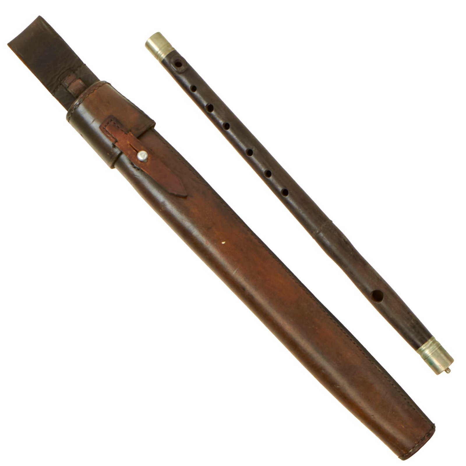 Buy Original German WWI / WWII Regimental Fife Musical Instrument in Marked Leather Belt Carrier - Dated 1939 | Original Firearms Antique For Sale