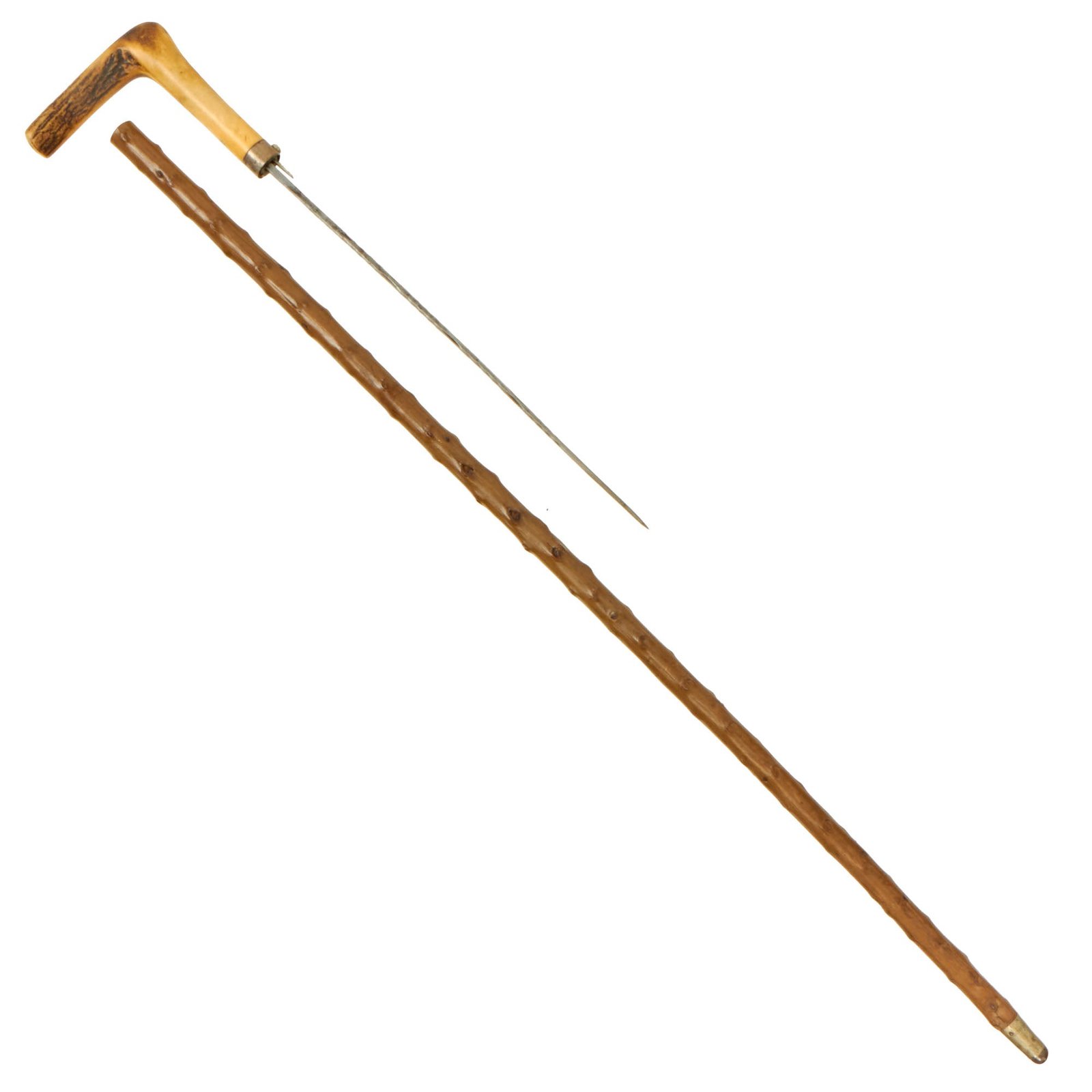 Buy Original British Victorian Era Sword Cane with Stag Handle and Release Button | Original Firearms Antique For Sale