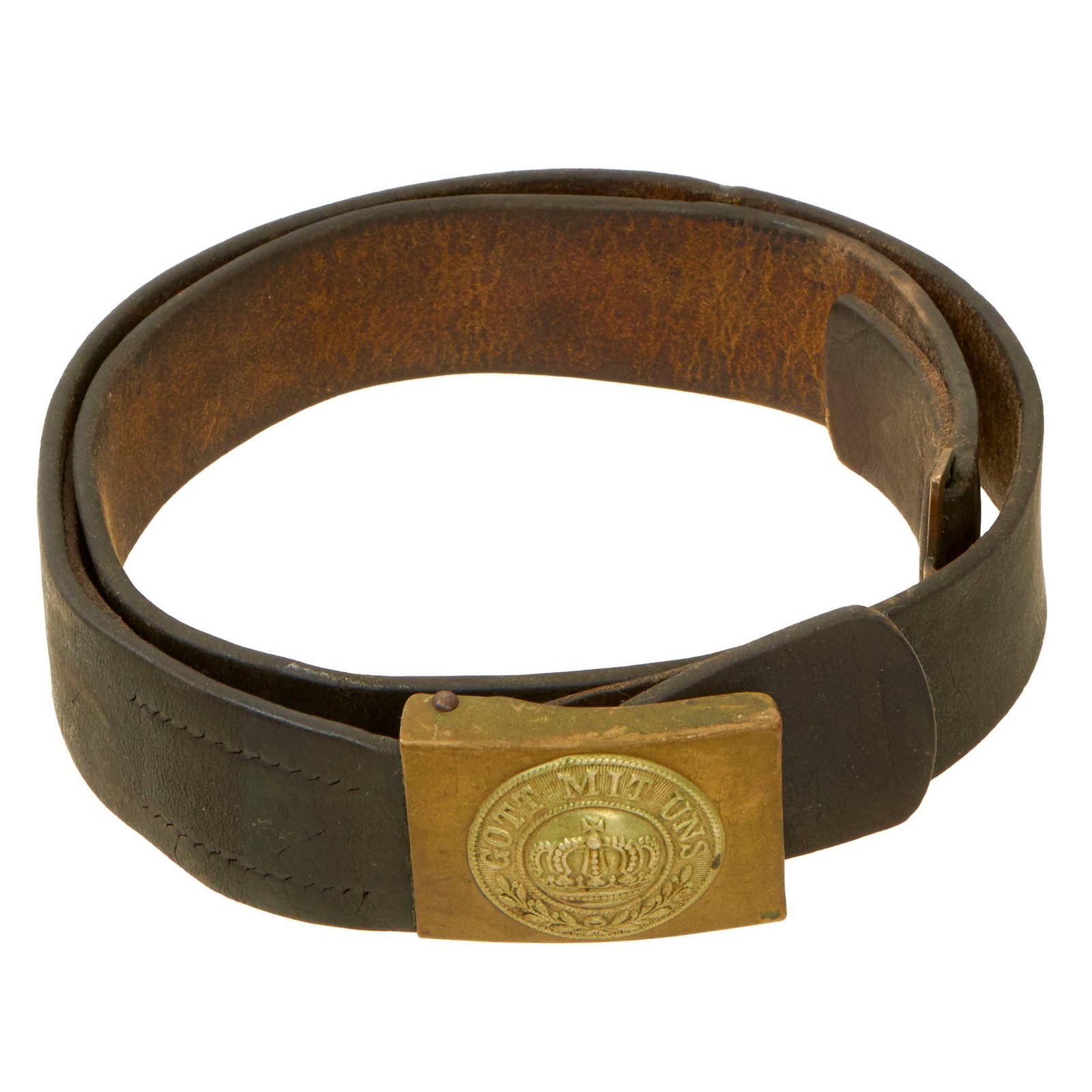 Buy Original Imperial German WWI M1915 Leather Belt with EM/NCO Prussian Steel Buckle | Original Firearms Antique For Sale