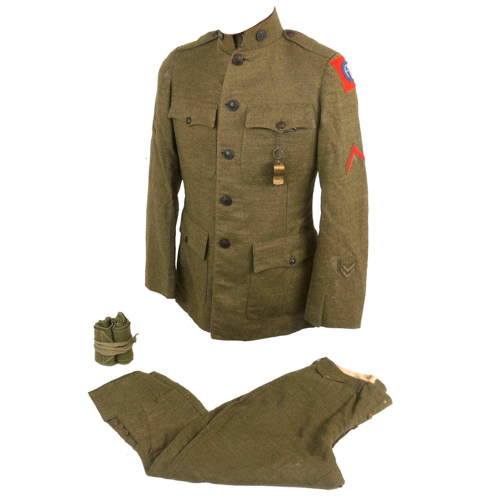 Buy Original U.S. WWI 82nd All American Division Private Purchase Uniform Jacket & Breeches with Trench Whistle & Puttees | Original Firearms Antique For Sale