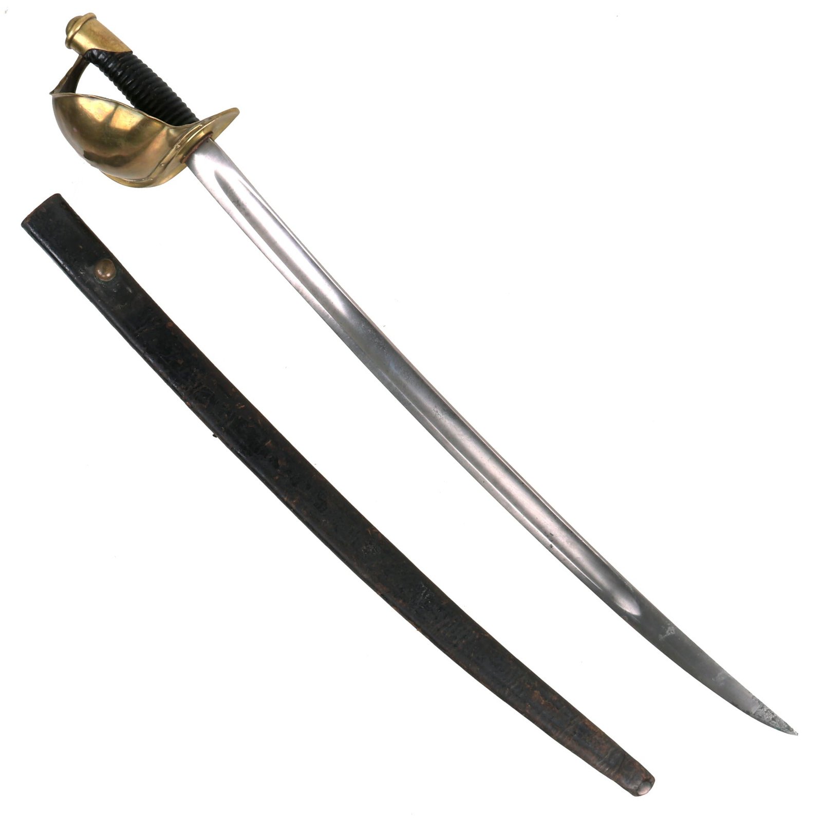 Buy Original U.S. Civil War Rare Model 1860 Naval Cutlass with Correct Complete Leather Scabbard | Original Firearms Antique For Sale