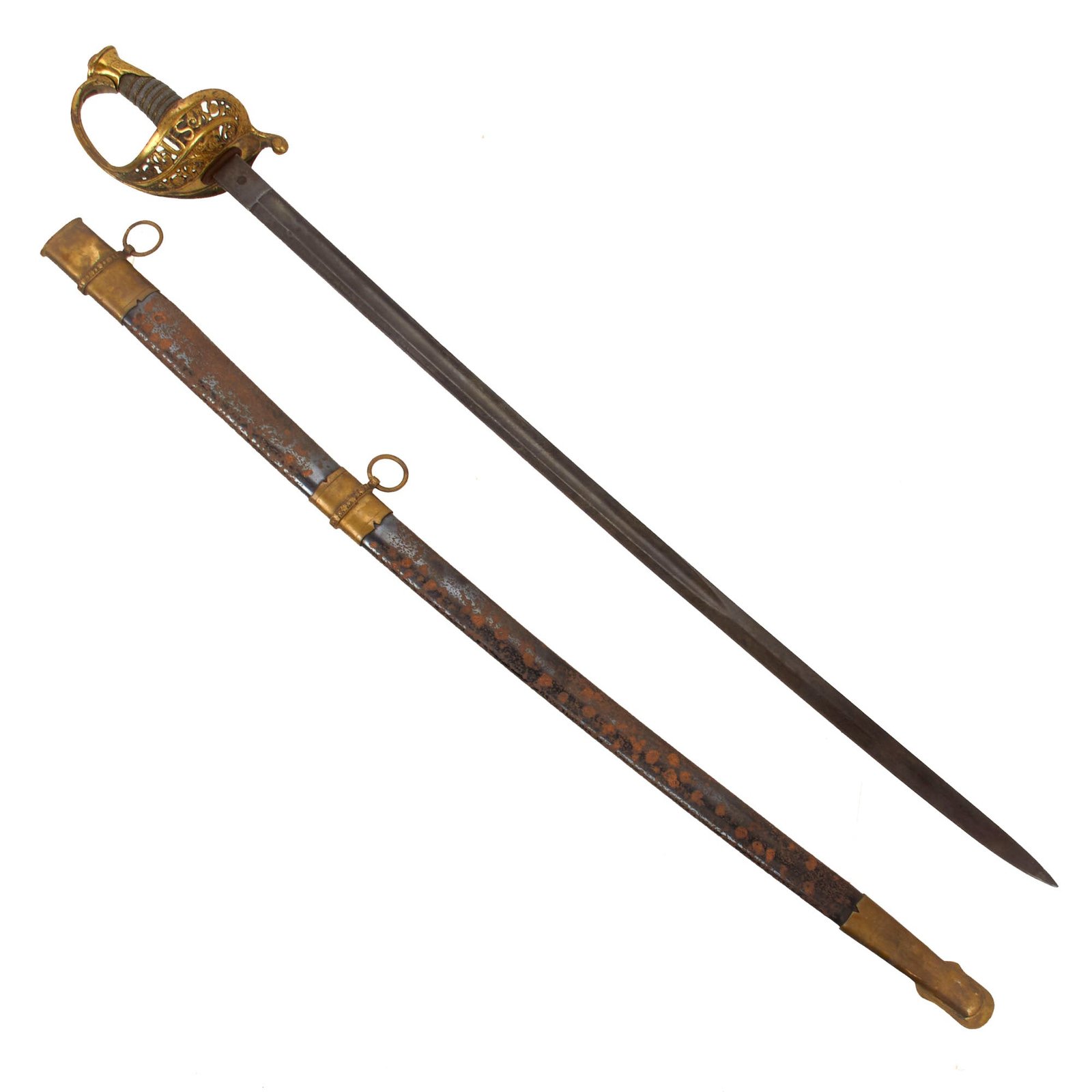 Buy Original U.S. Civil War Model 1850 Army Staff and Field Officer Sword with German Blade by W. Clauberg | Original Firearms Antique For Sale