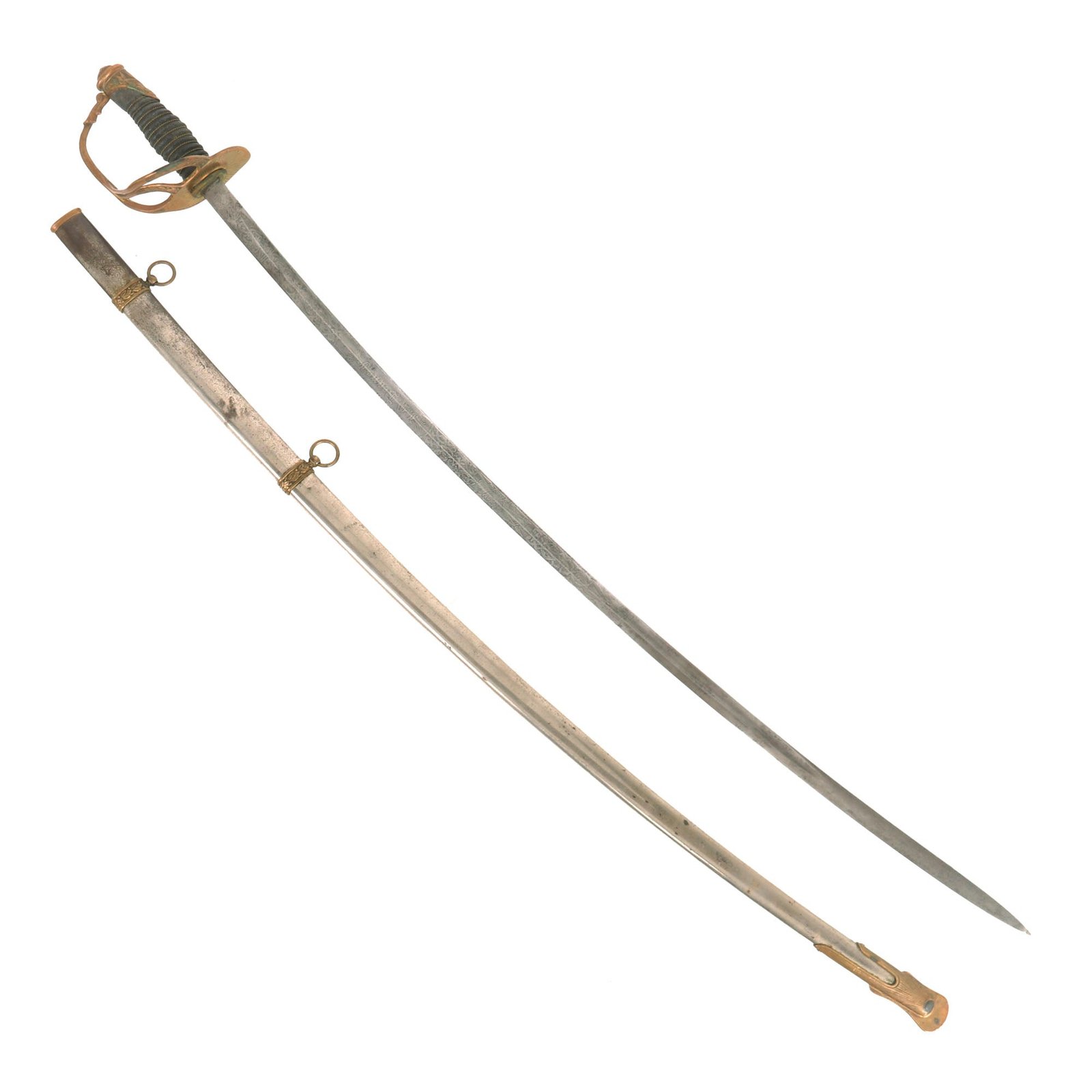 Buy Original U.S. M-1872 Light Cavalry Saber with Nickel-Plated Scabbard for J. H. Deane Jr | Original Firearms Antique For Sale