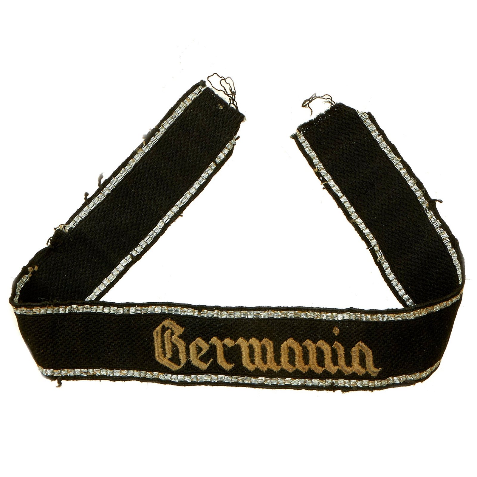 Buy Original German WWII Early Pattern Waffen SS Regiment Germania EM/NCO Embroidered Cuff Title - Uniform Cutoff | Original Firearms Antique For Sale