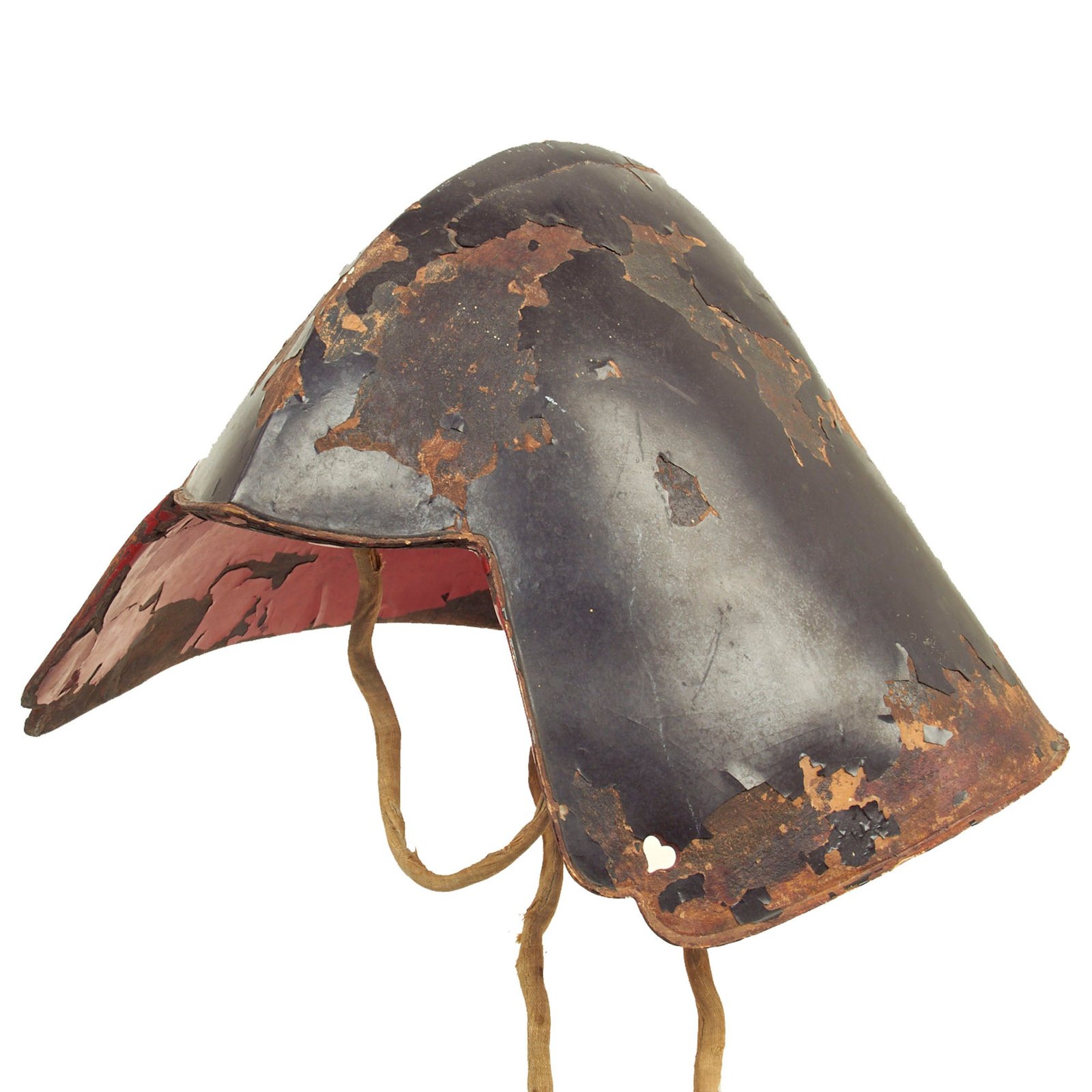 Buy Original Japanese Edo Period Lacquered Highly Domed Jingasa Helmet with Liner and Tie Cords | Original Firearms Antique For Sale