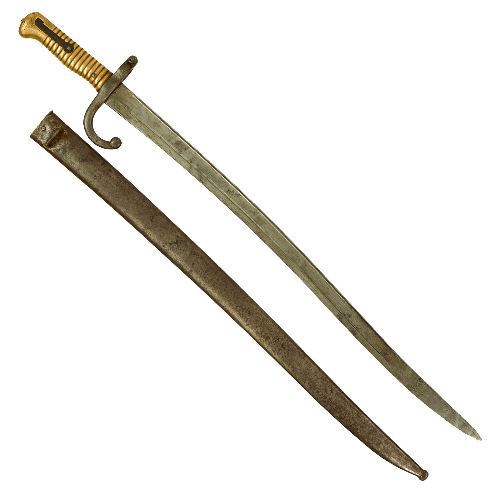 Buy Original German Reissued French M1866 Chassepot Saber Bayonet by Châtellerault Arsenal with Scabbard - German Regiment Marked and dated 1868 | Original Firearms Antique For Sale