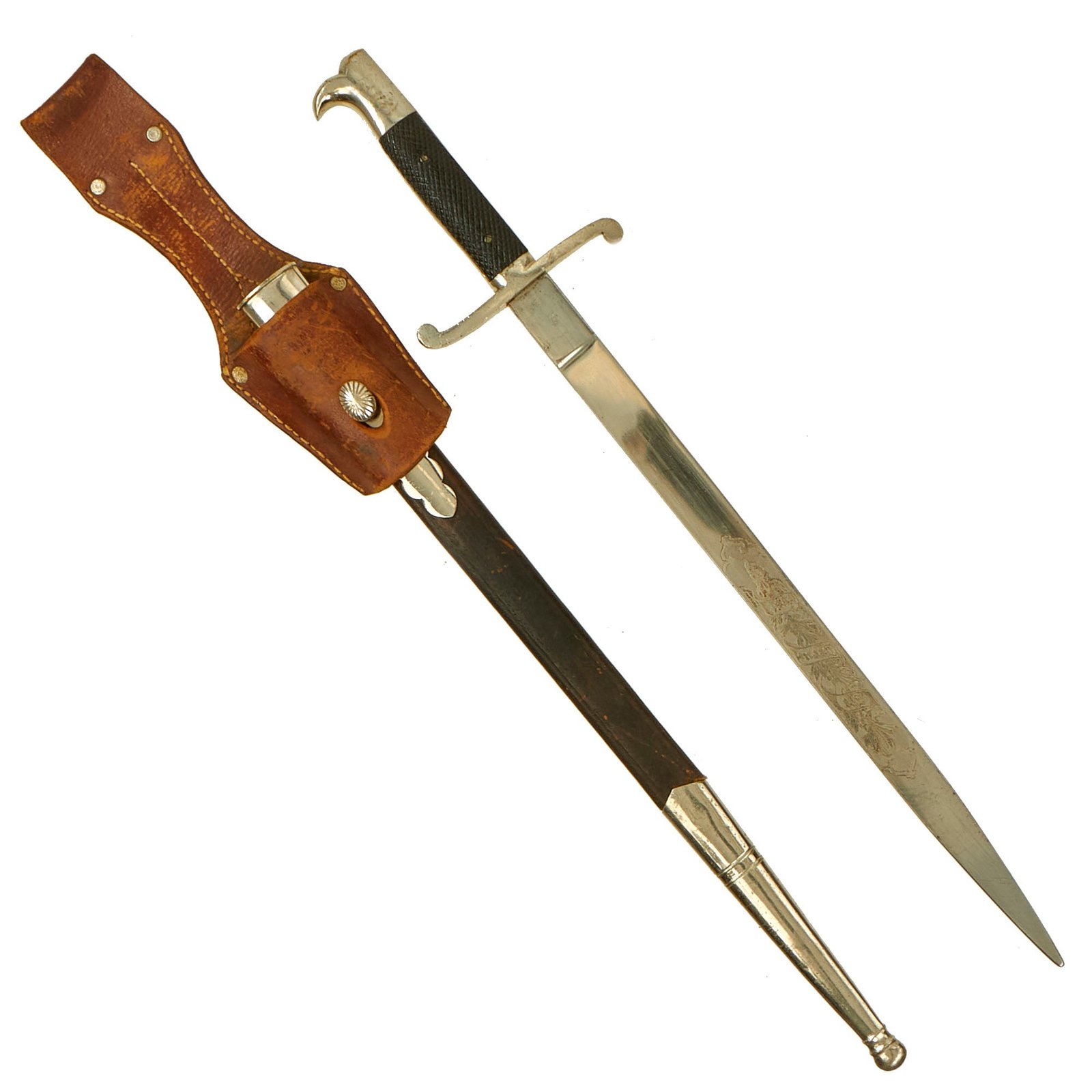 Buy Original Imperial German Private Purchase Bavarian Officer / NCO WWI M-1871 Mauser "Walking Out" Etched Parade Dress Bayonet by Weyersberg Kirschbaum with Scabbard | Original Firearms Antique For Sale