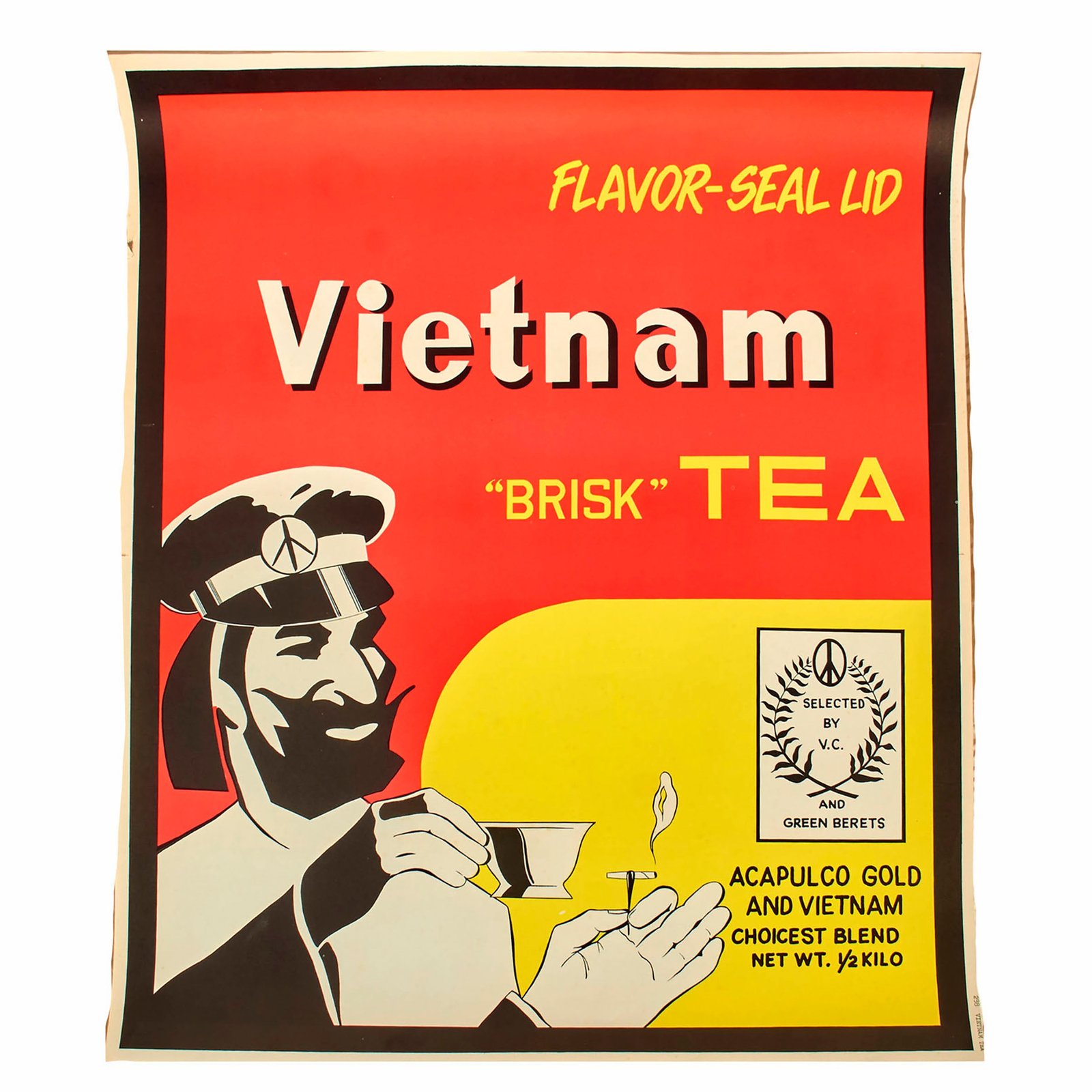 Buy Original U.S. Vietnam War Era “Brisk” Tea Zig Zag Man Counterculture Blacklight Poster by Jim Fox and Dick Dagres Distribution - 22 ½” x 27” | Original Firearms Antique For Sale
