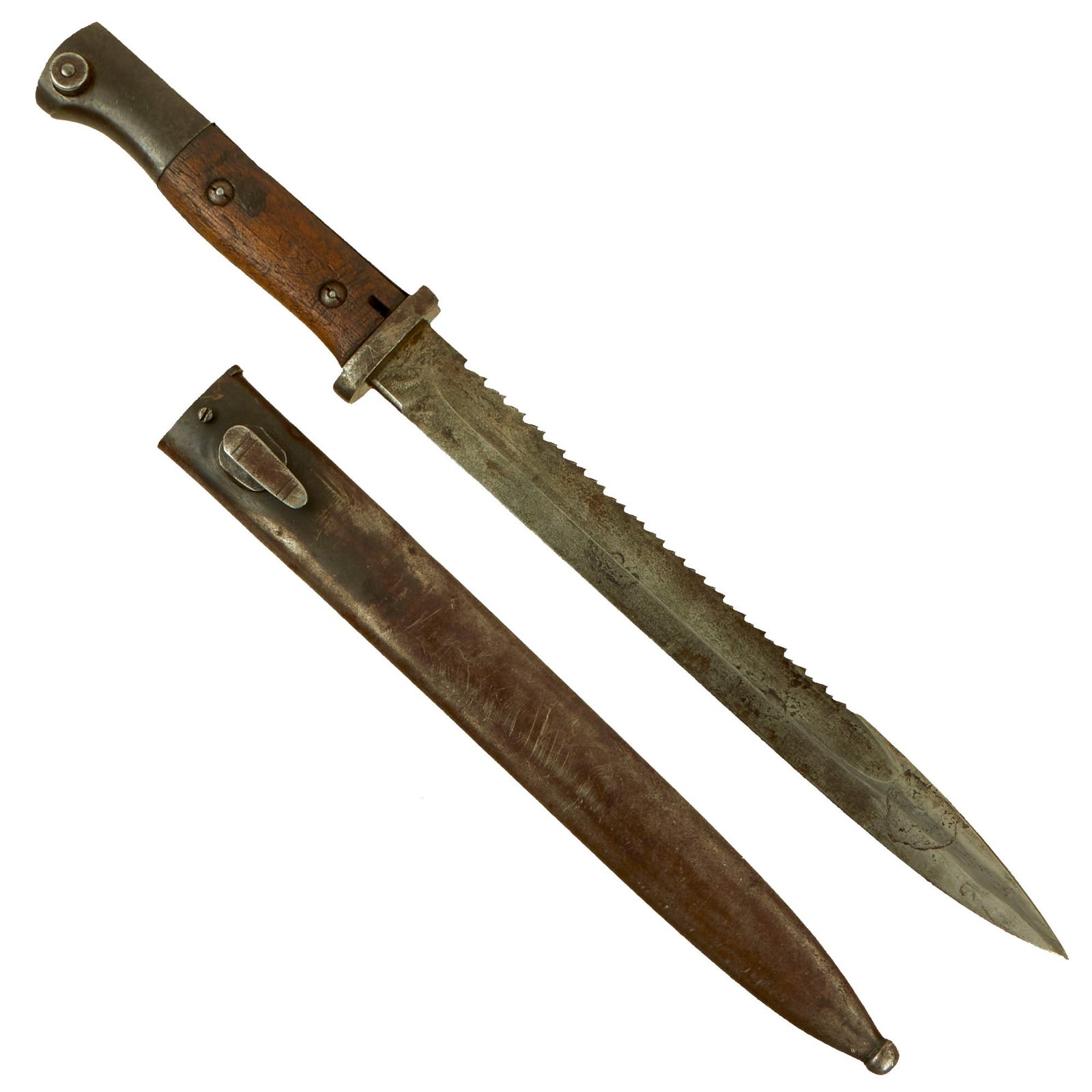 Buy Original German WWI Seitengewehr M1884/98 II Sawback Bayonet by DEMAG with Scabbard | Original Firearms Antique For Sale