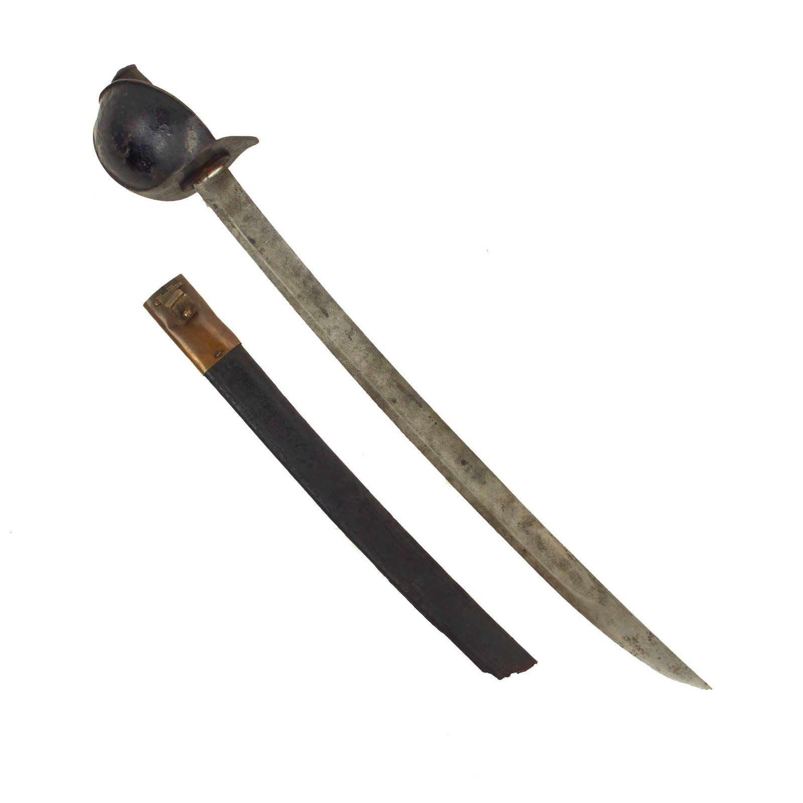 Buy Original French Franco-Mexican War Era M1833 Naval Boarding Cutlass With Original Leather Partial Scabbard by Châtellerault - Dated 1842 | Original Firearms Antique For Sale