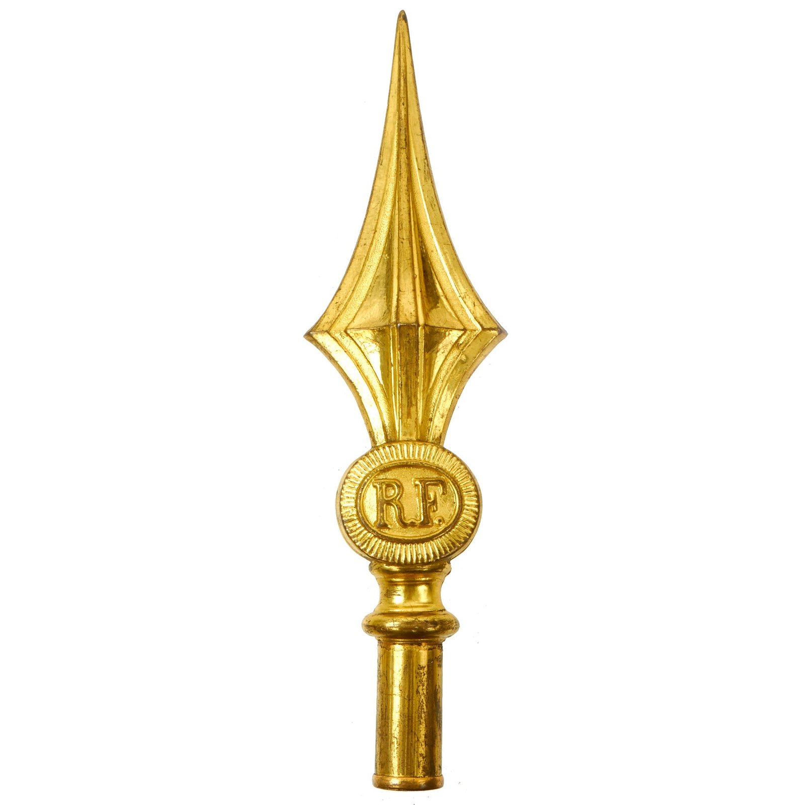 Buy Original French Late Third Republic WWI République Française RF Stamped Brass Flag Pole “Topper” | Original Firearms Antique For Sale