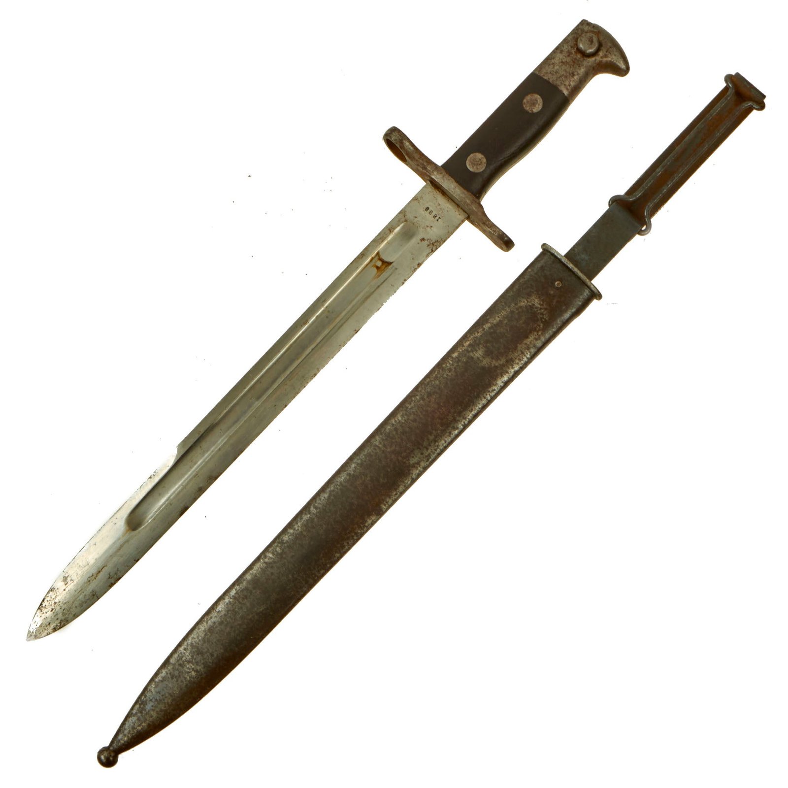 Buy Original U.S. Spanish - American War Model 1892 Krag Rifle Bayonet and 2nd Pattern Scabbard - Dated 1898 | Original Firearms Antique For Sale