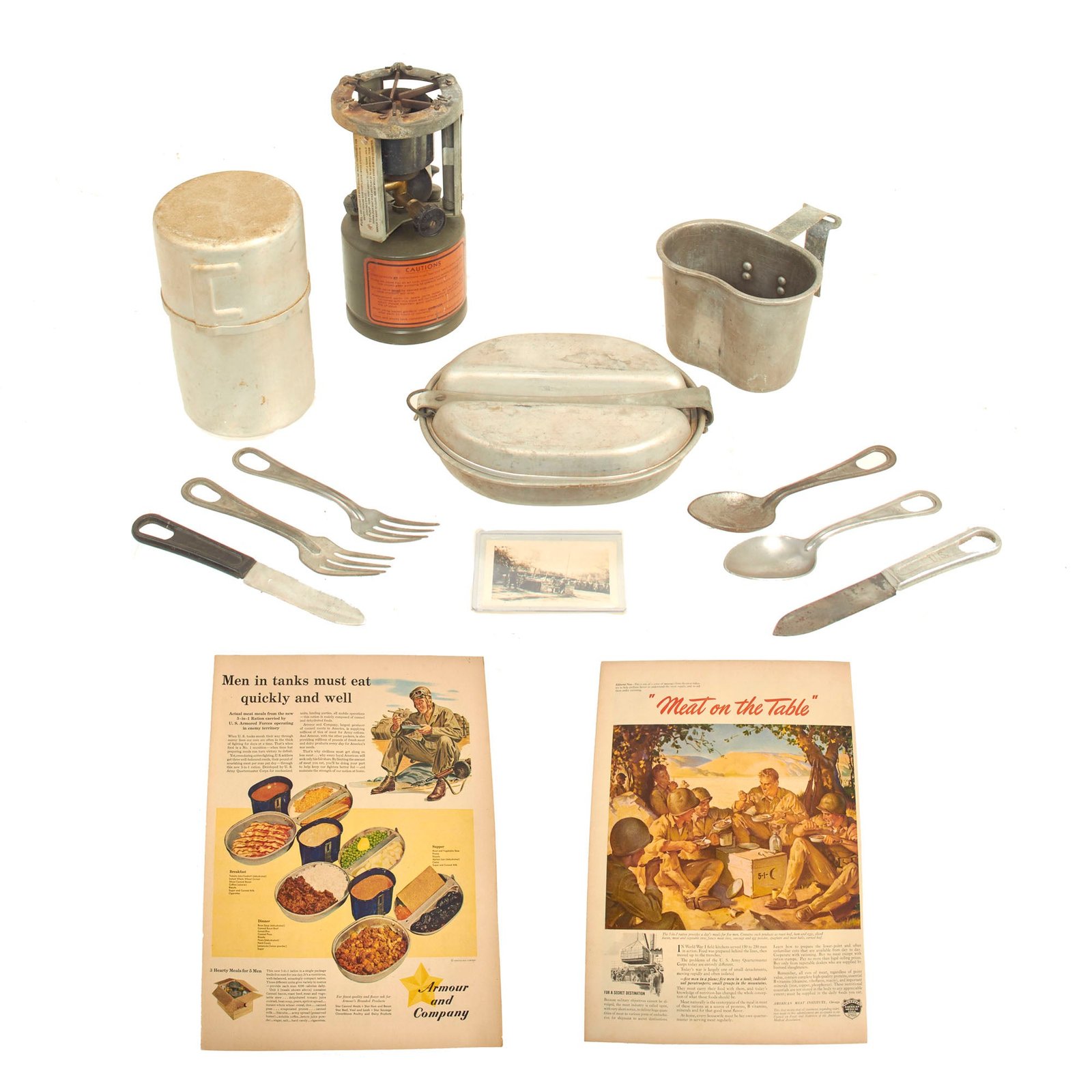 Buy Original WWII U.S. Issue Coleman Gasoline Camp Stove Display Set With Messkit From B-25 Ground Mechanic - 12 Items | Original Firearms Antique For Sale